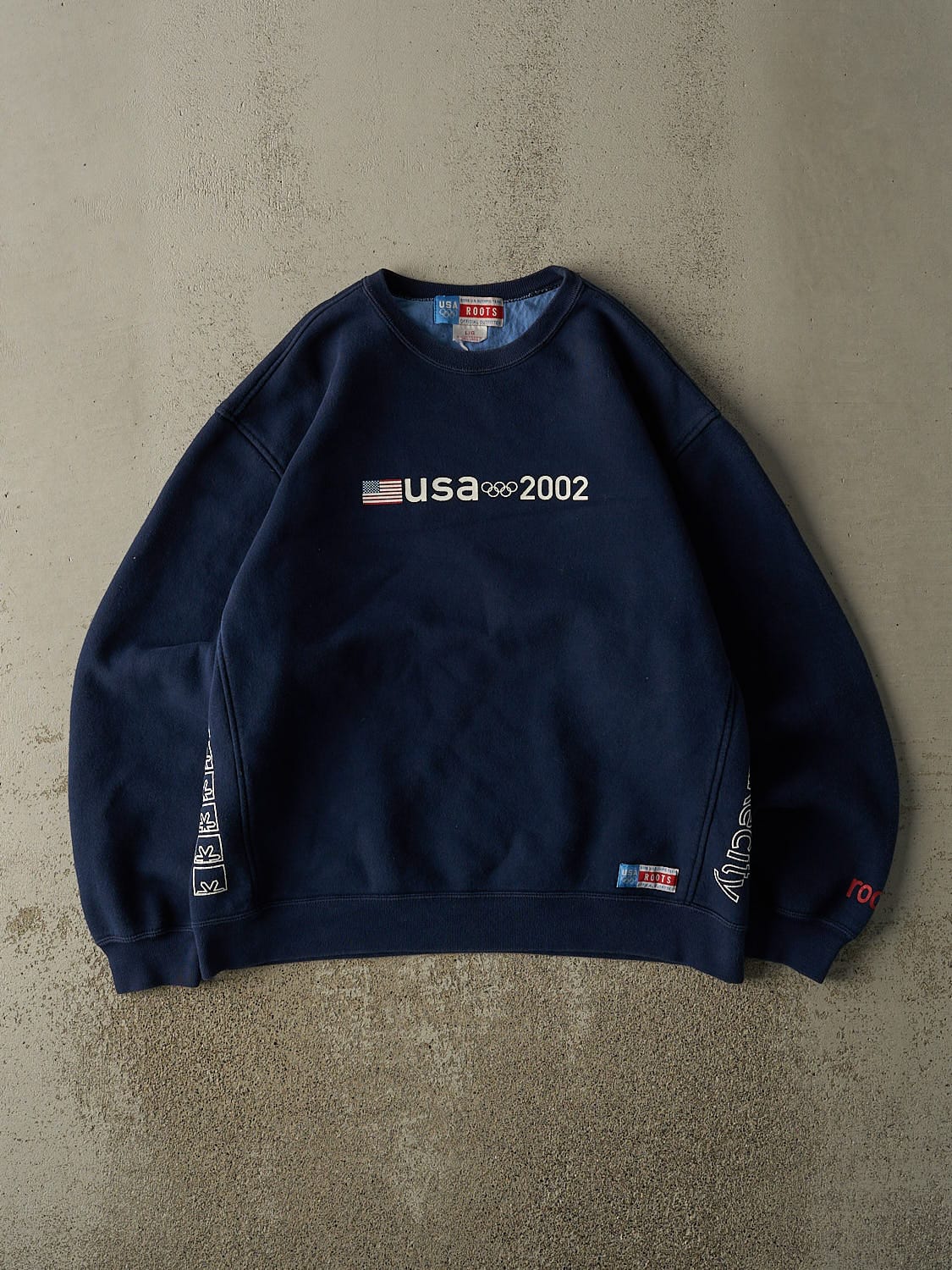 Vintage 02' Navy Blue Roots Team USA Olympics Crewneck (M/L)