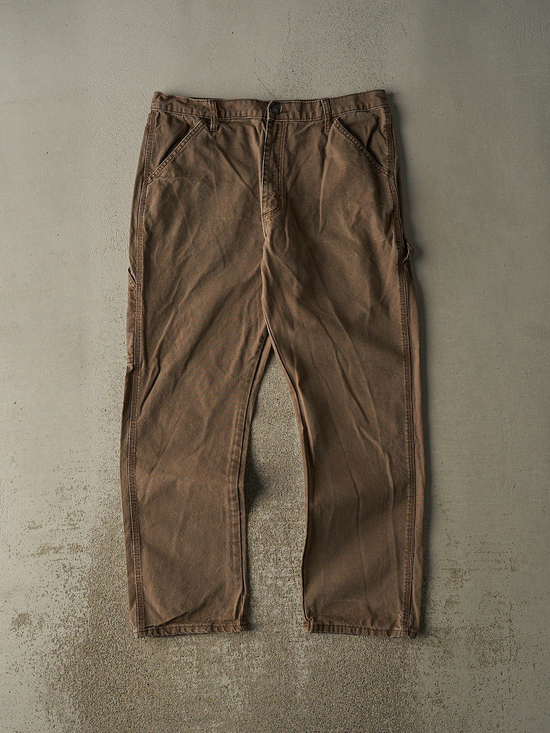 Vintage 90s Sun Faded Brown Rustler Carpenter Pants (37x31.5)