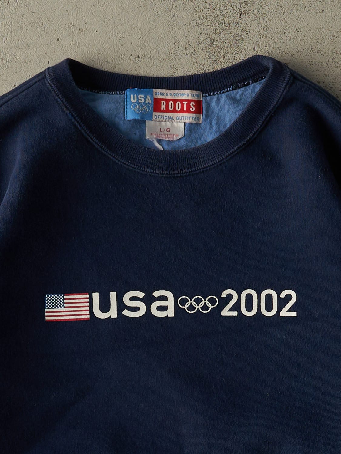 Vintage 02' Navy Blue Roots Team USA Olympics Crewneck (M/L)