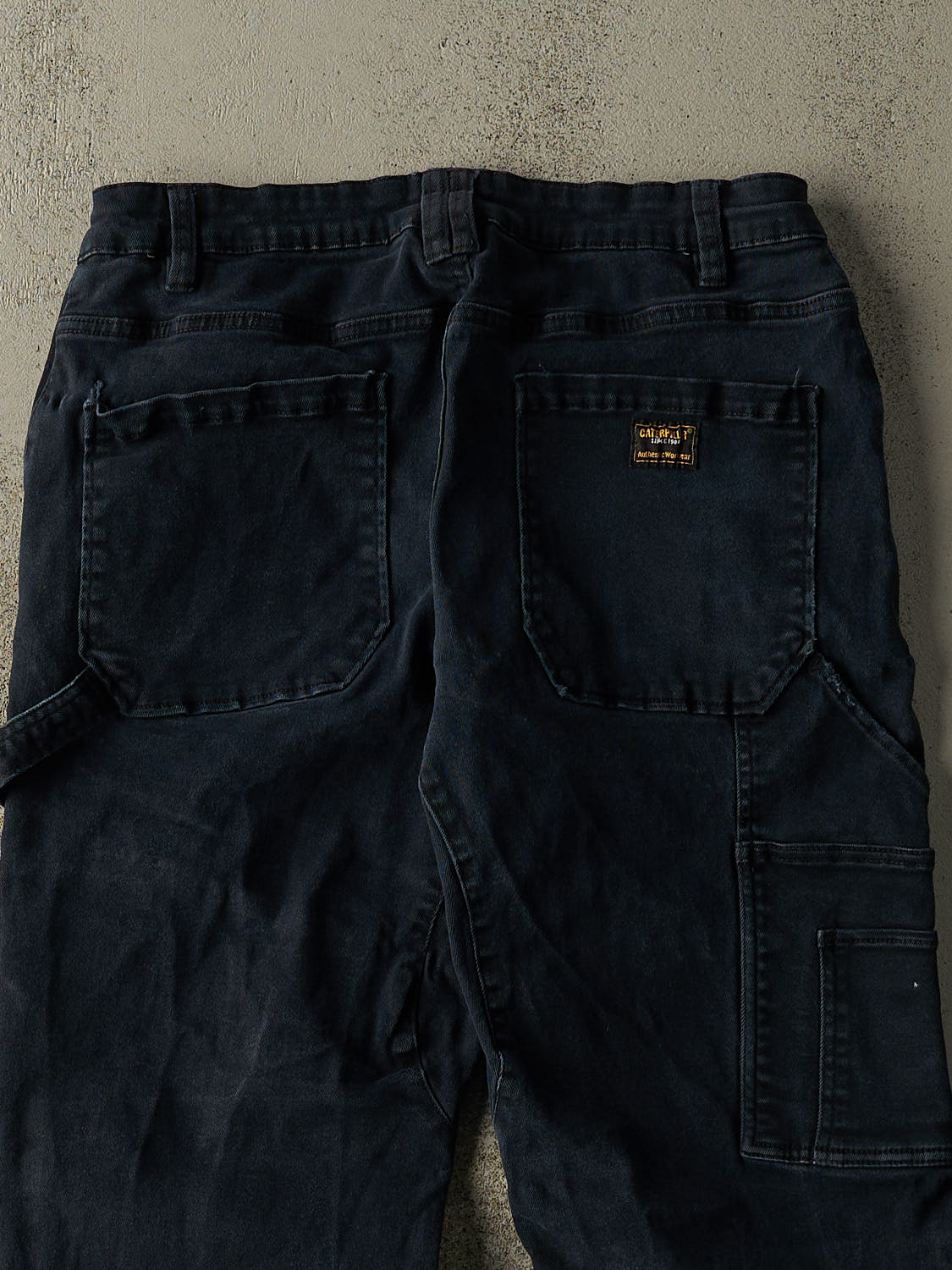 Vintage Y2K Faded Black CAT Double Knee Carpenter Pants (32x26)