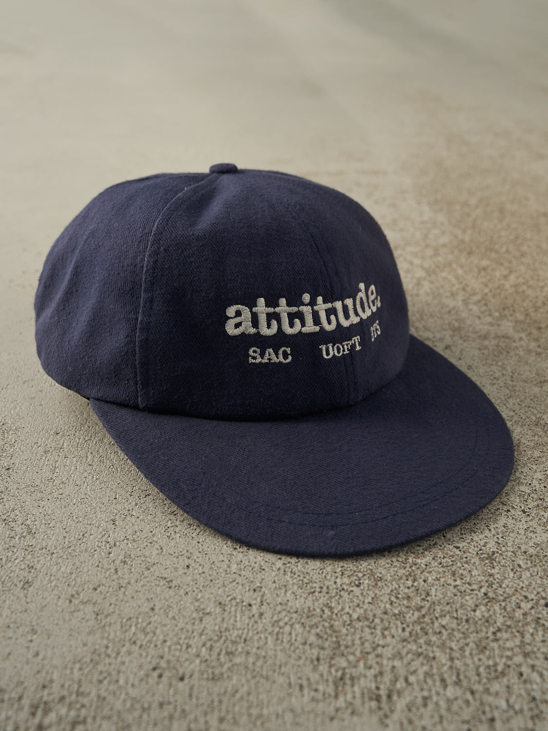 Vintage 90s Navy Blue Attitude U of T Leather Strapback (O/S)