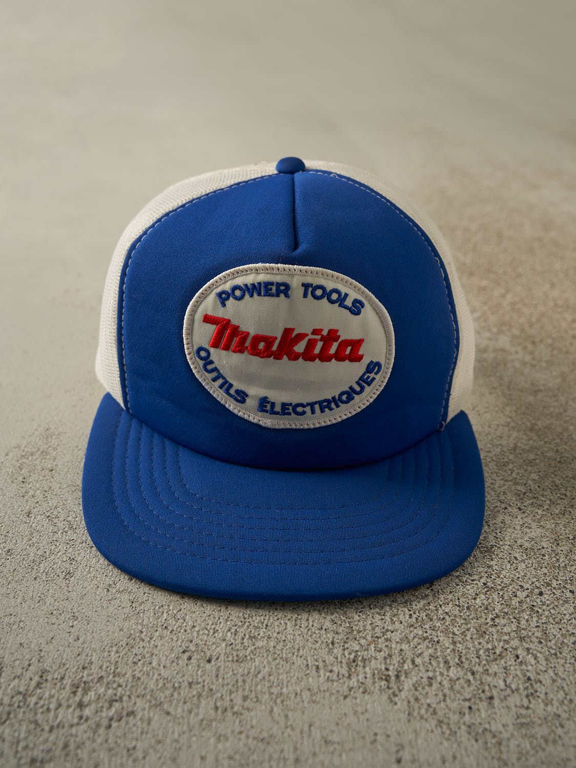 Vintage 80s Blue & White Makita Tools Emboidered Foam Trucker (O/S)