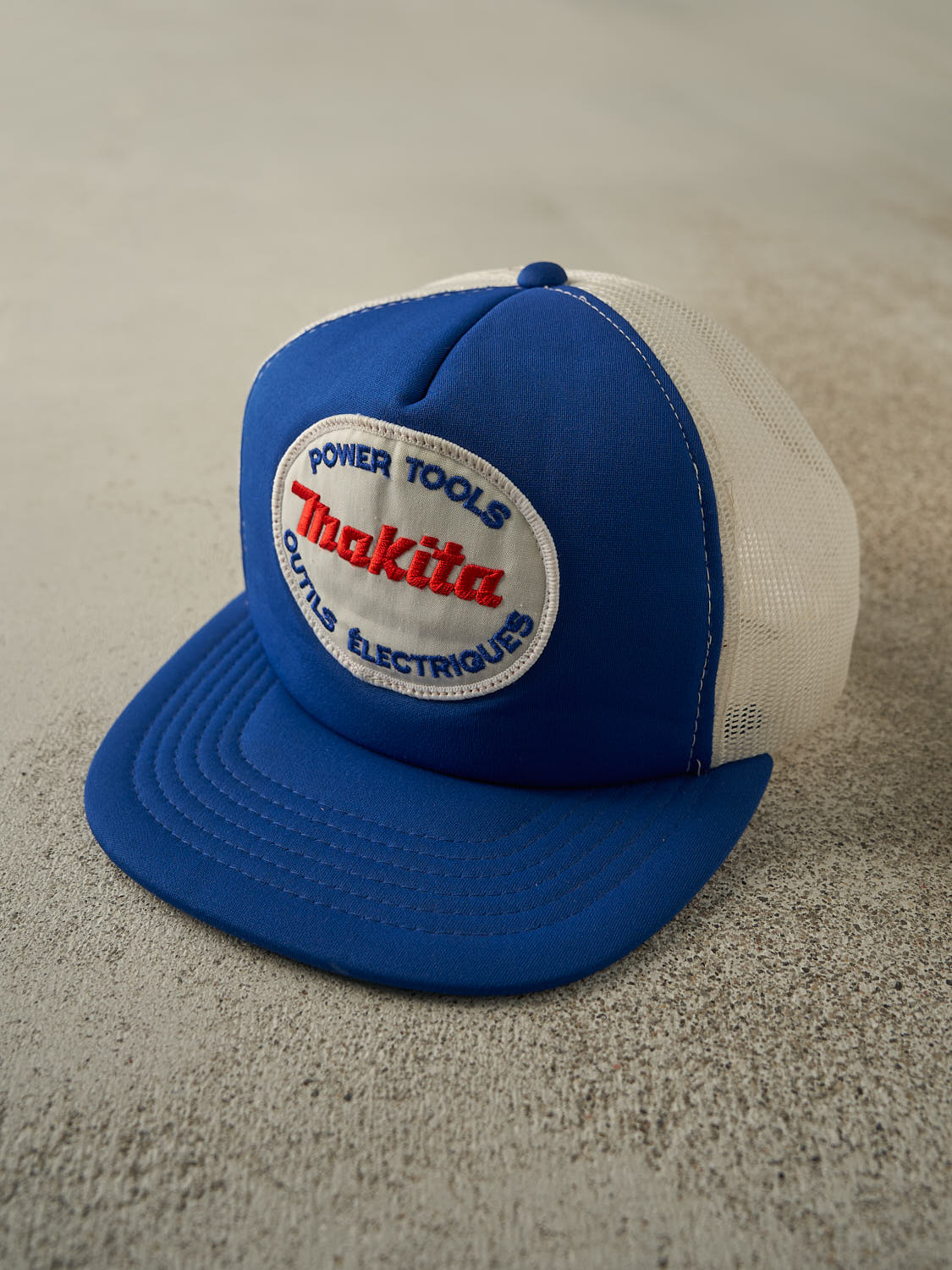 Vintage 80s Blue & White Makita Tools Emboidered Foam Trucker (O/S)