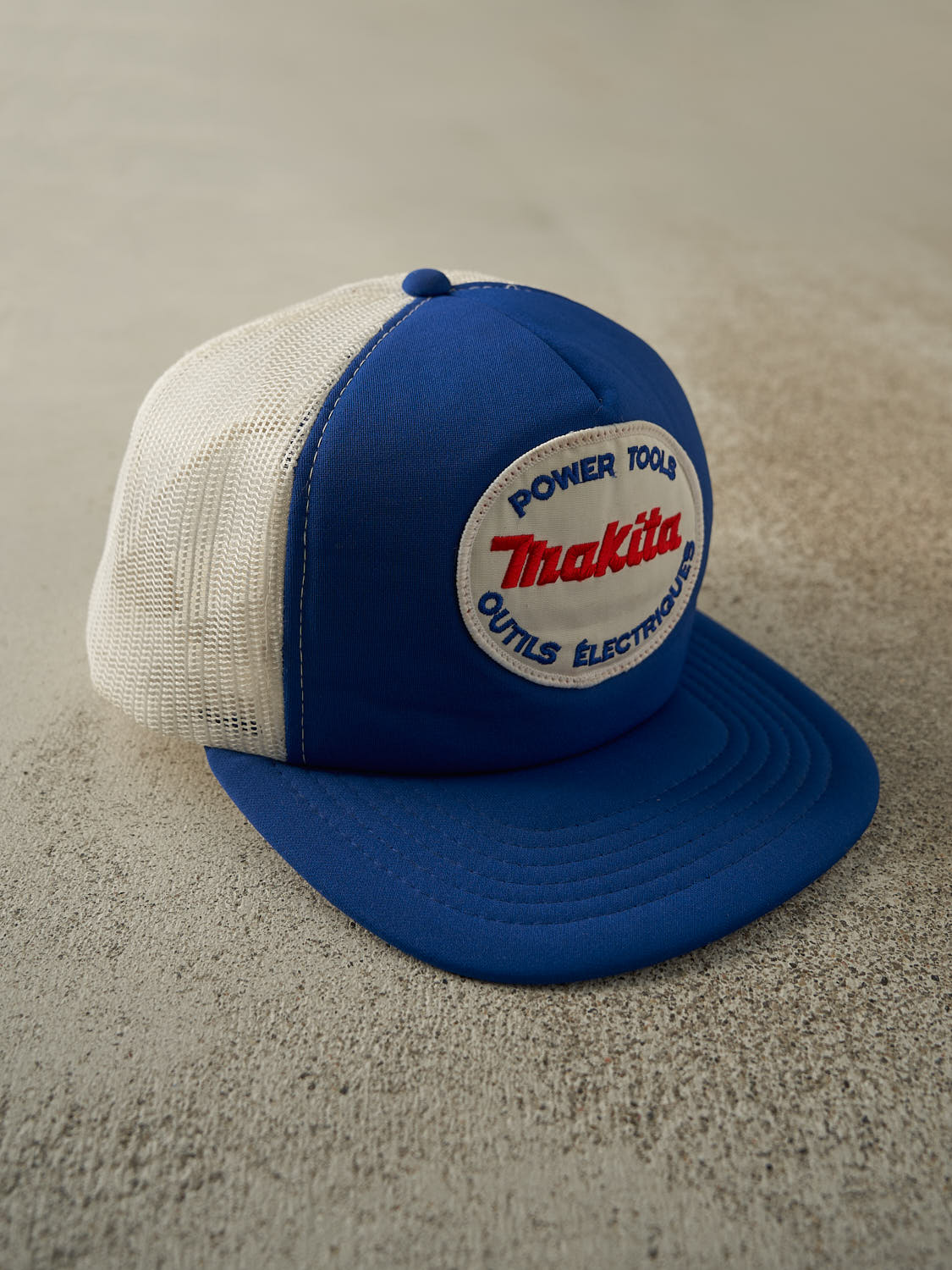 Vintage 80s Blue & White Makita Tools Emboidered Foam Trucker (O/S)