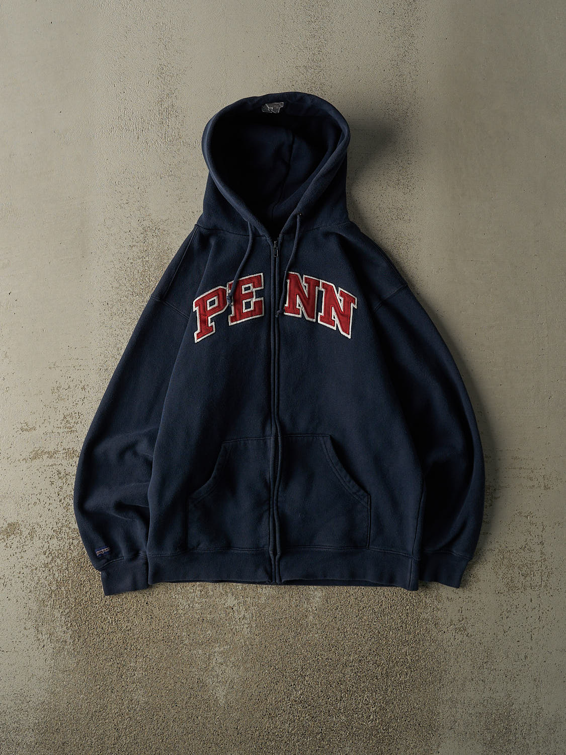 Vintage 90s Navy Blue Penn Embroidered Zip Up Hoodie (M)
