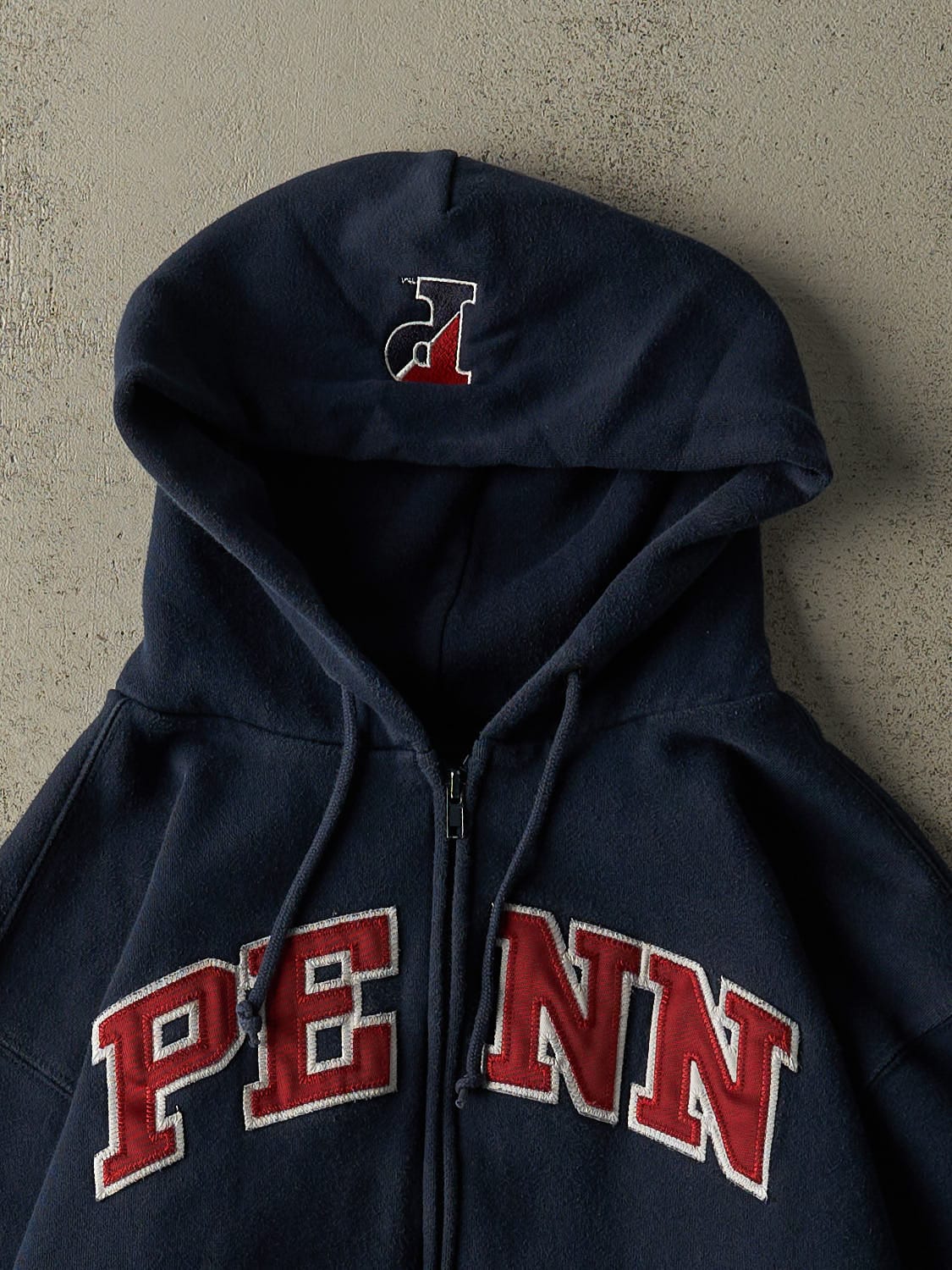Vintage 90s Navy Blue Penn Embroidered Zip Up Hoodie (M)