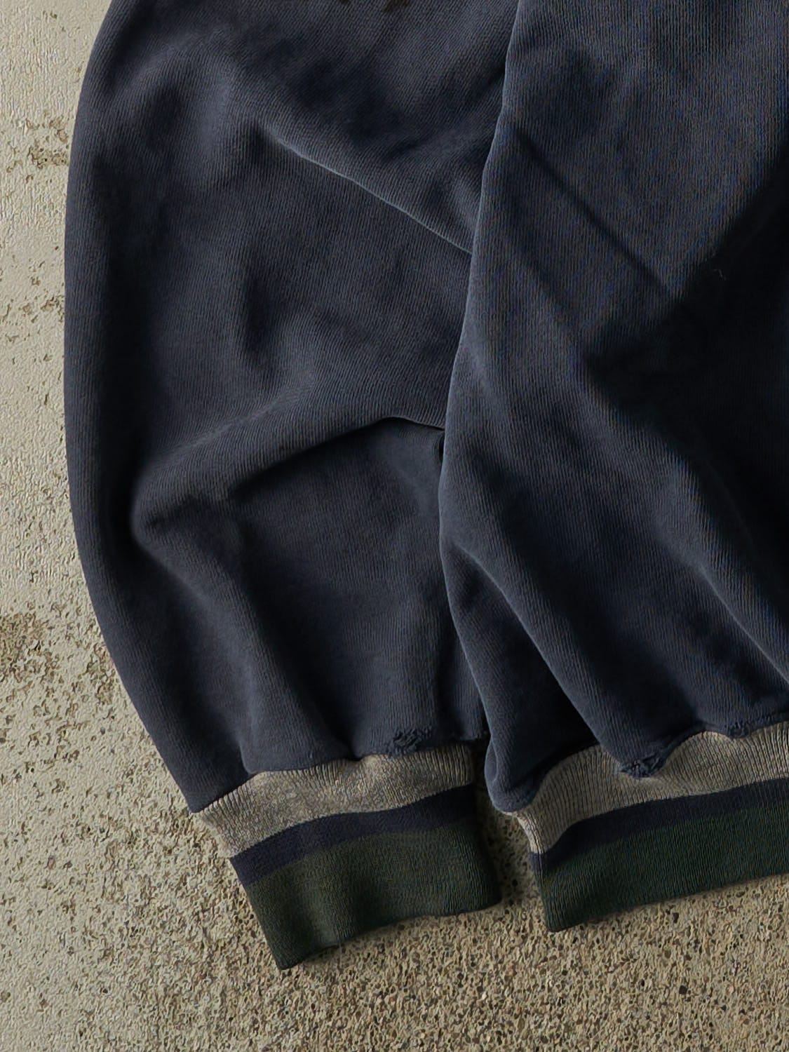 Vintage 90s Navy Blue Champion Embroidered Ribbed Crewneck (L/XL)