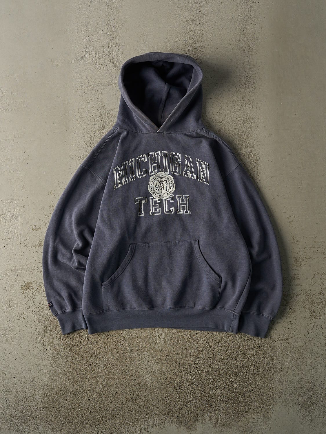 Vintage 90s Washed Blue Michigan Tech University Hoodie (L)