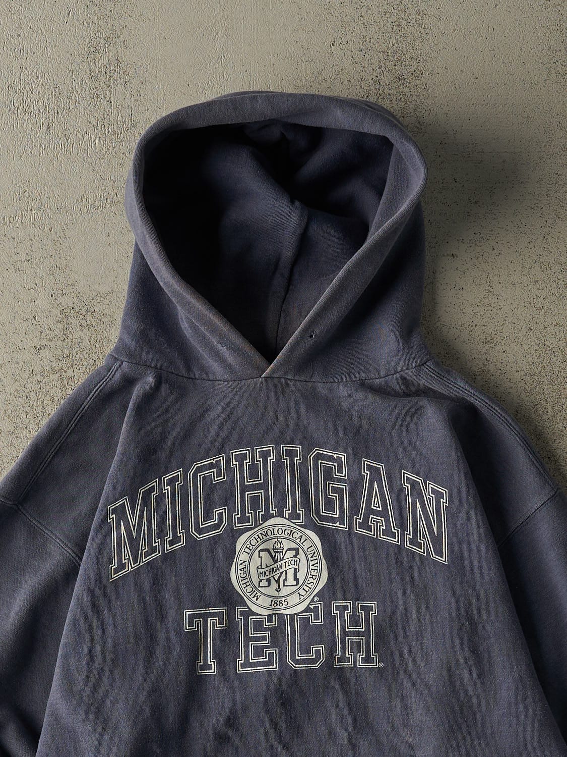 Vintage 90s Washed Blue Michigan Tech University Hoodie (L)