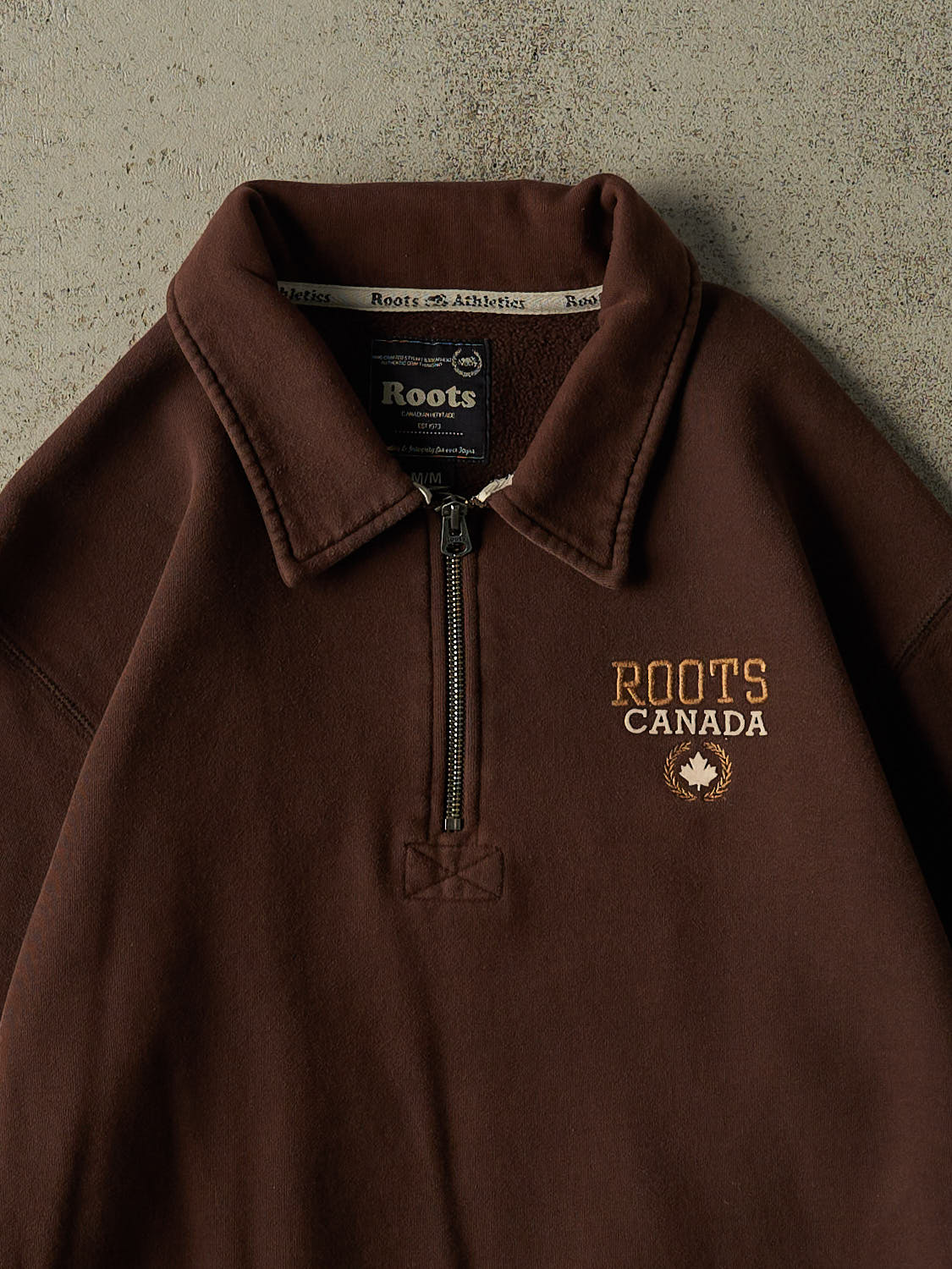 Vintage Y2K Brown Roots Quarter Zip Sweater (M/L)