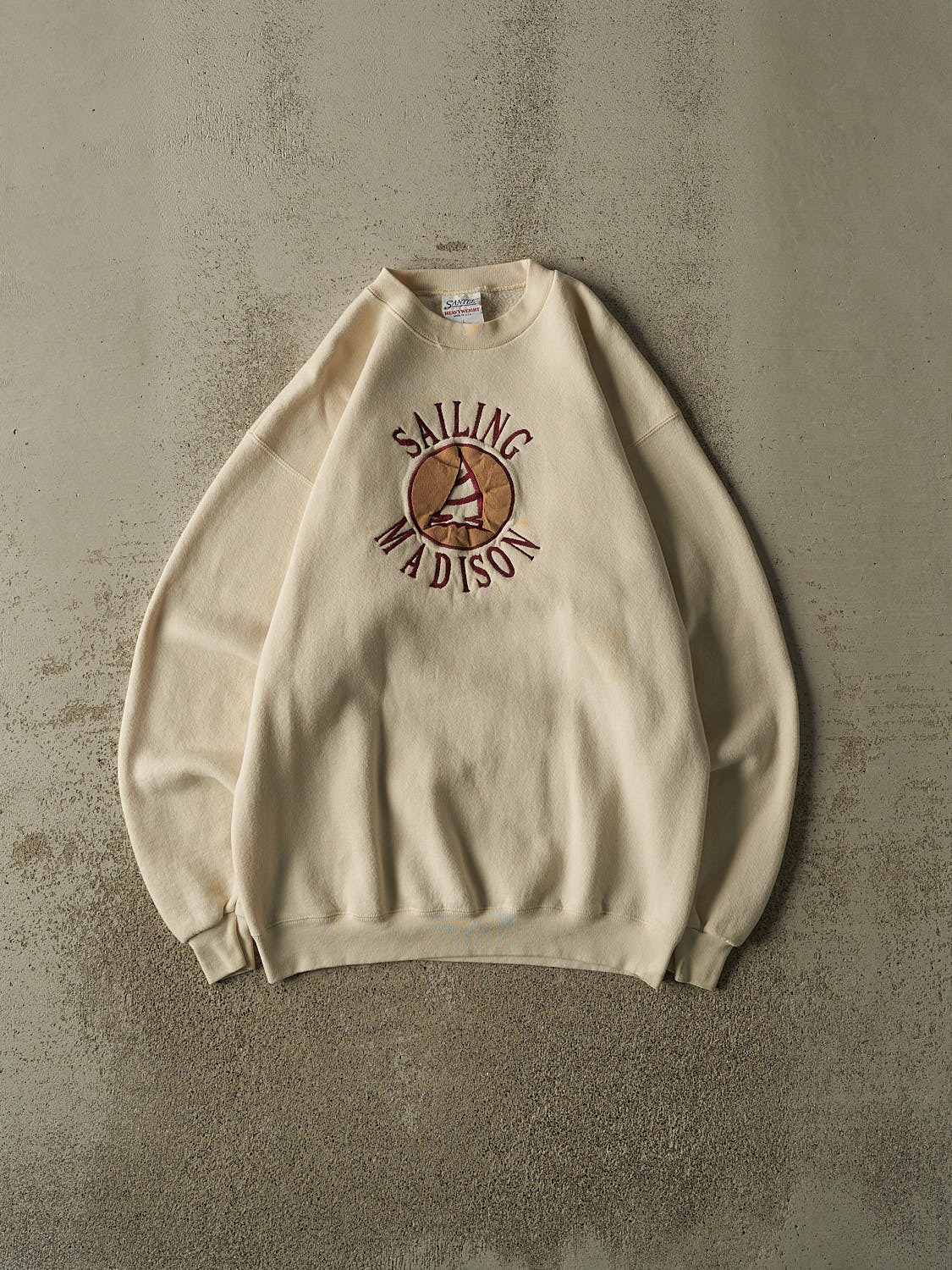 Vintage 90s Beige Madison Sailing Embroidered Crewneck (M/L)