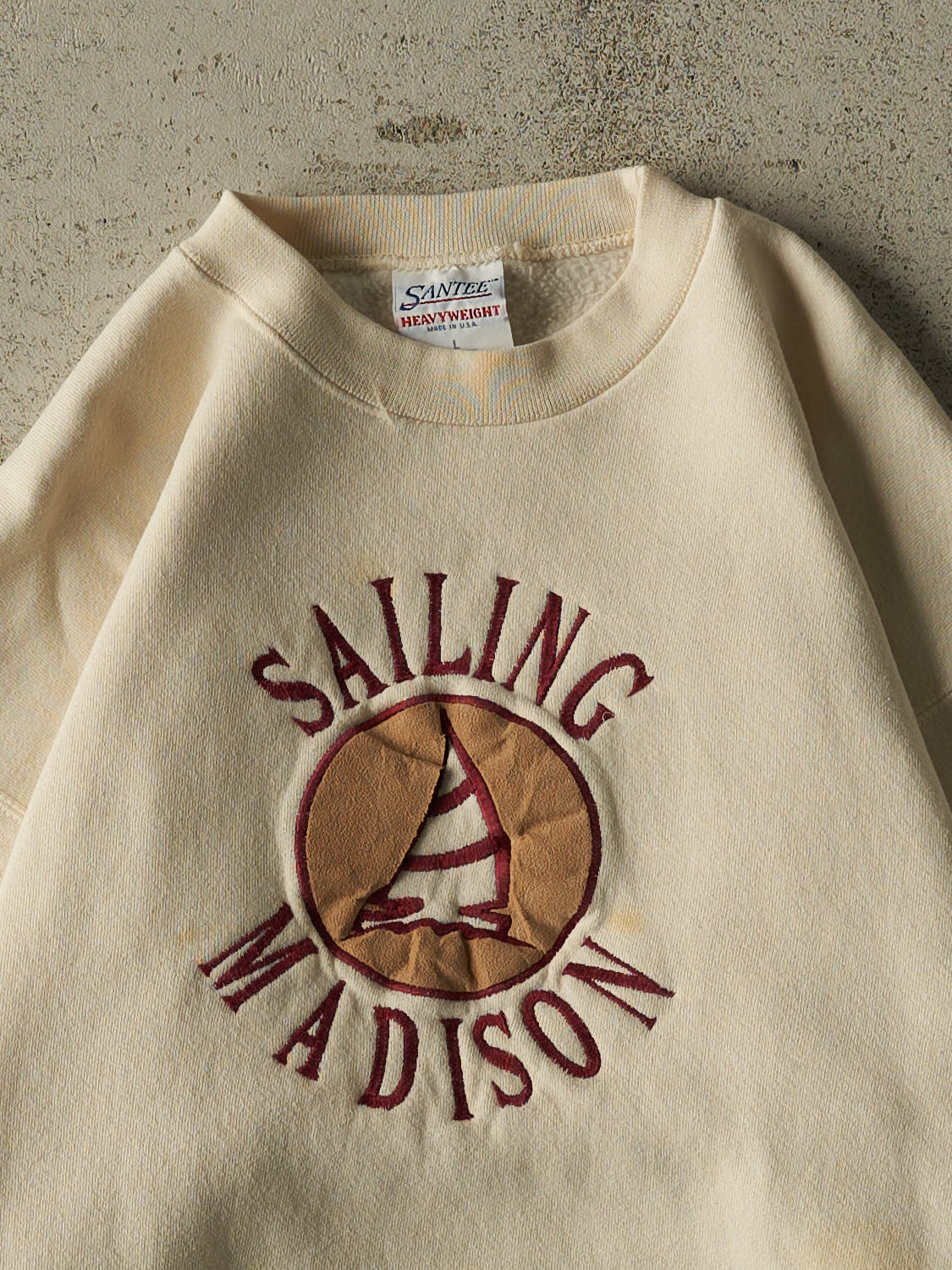Vintage 90s Beige Madison Sailing Embroidered Crewneck (M/L)