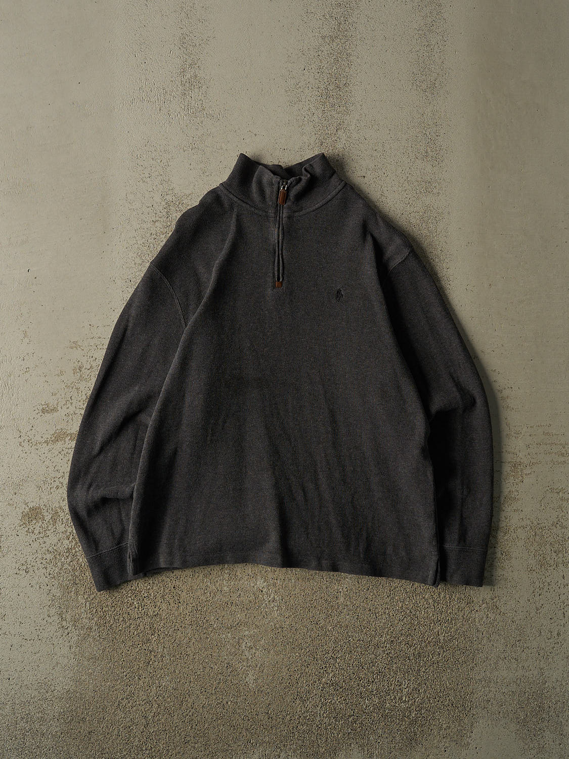 Vintage 90s Charcoal Grey Polo Quarter Zip Knit (M/L)