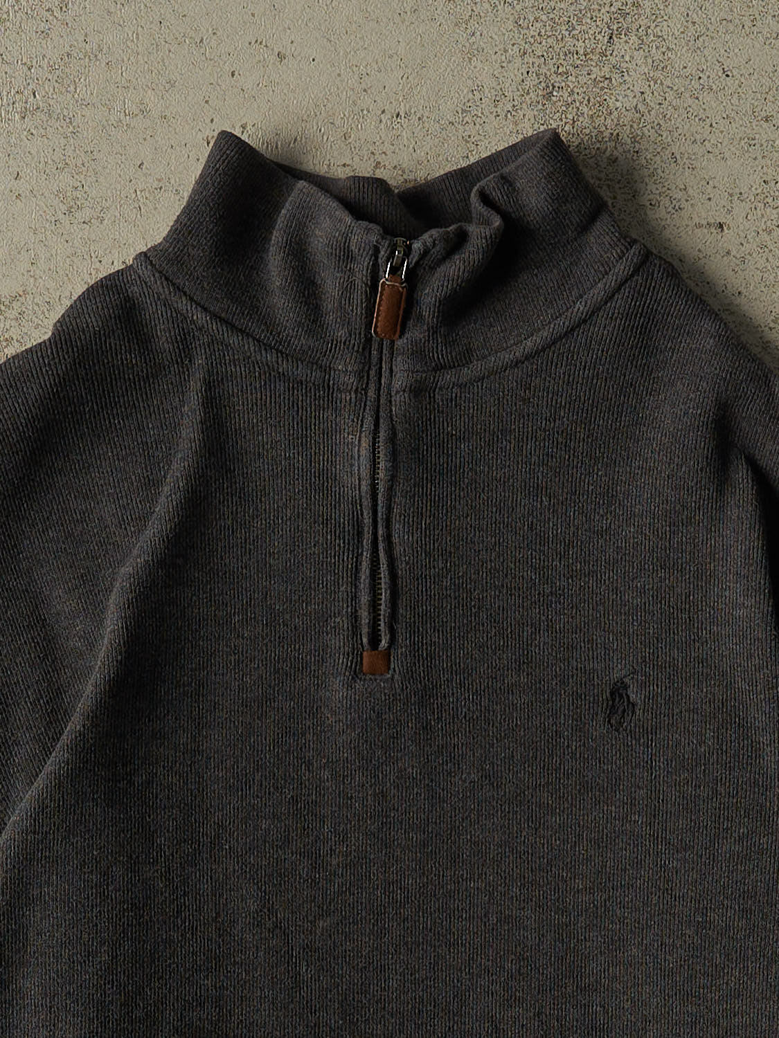Vintage 90s Charcoal Grey Polo Quarter Zip Knit (M/L)
