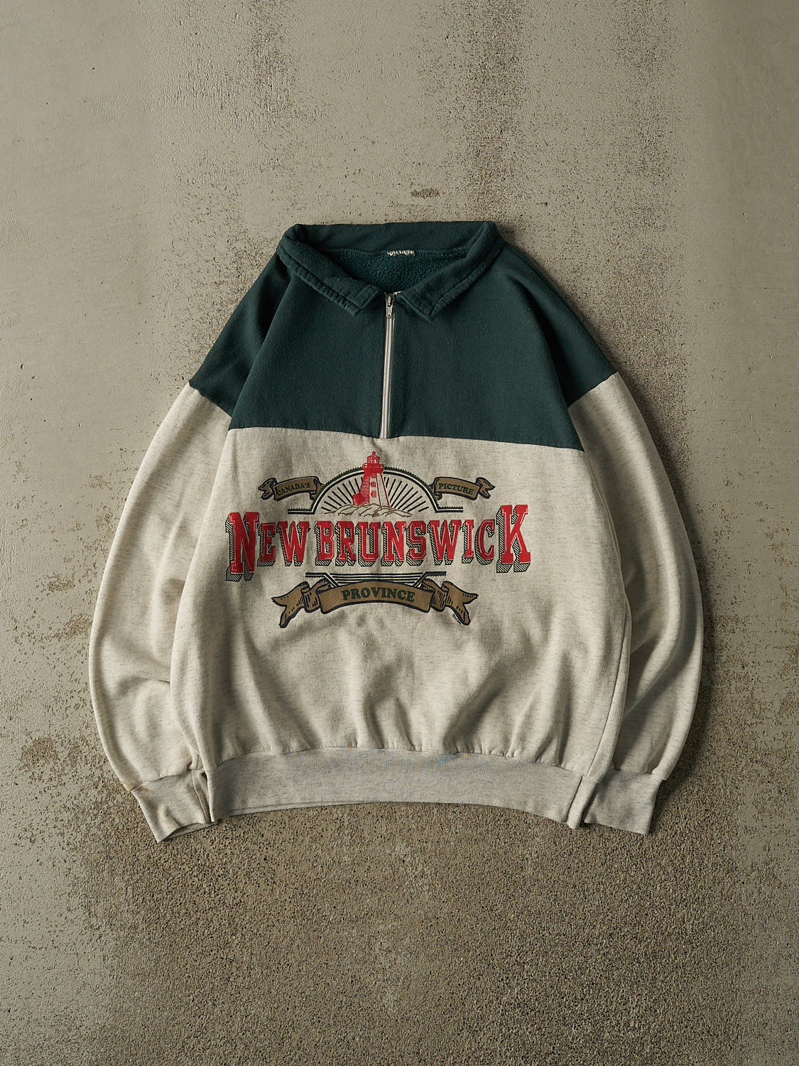 Vintage 80s Grey New Brunswick Quarter Zip Sweater (S/M)
