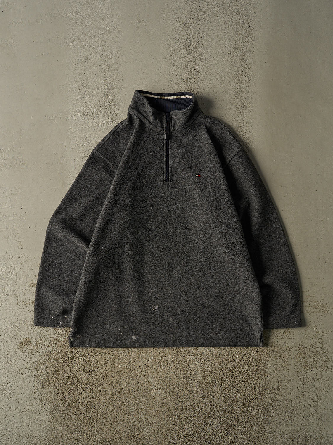Vintage Y2K Grey Tommy Hilfiger Quarter Zip Fleece (XL)