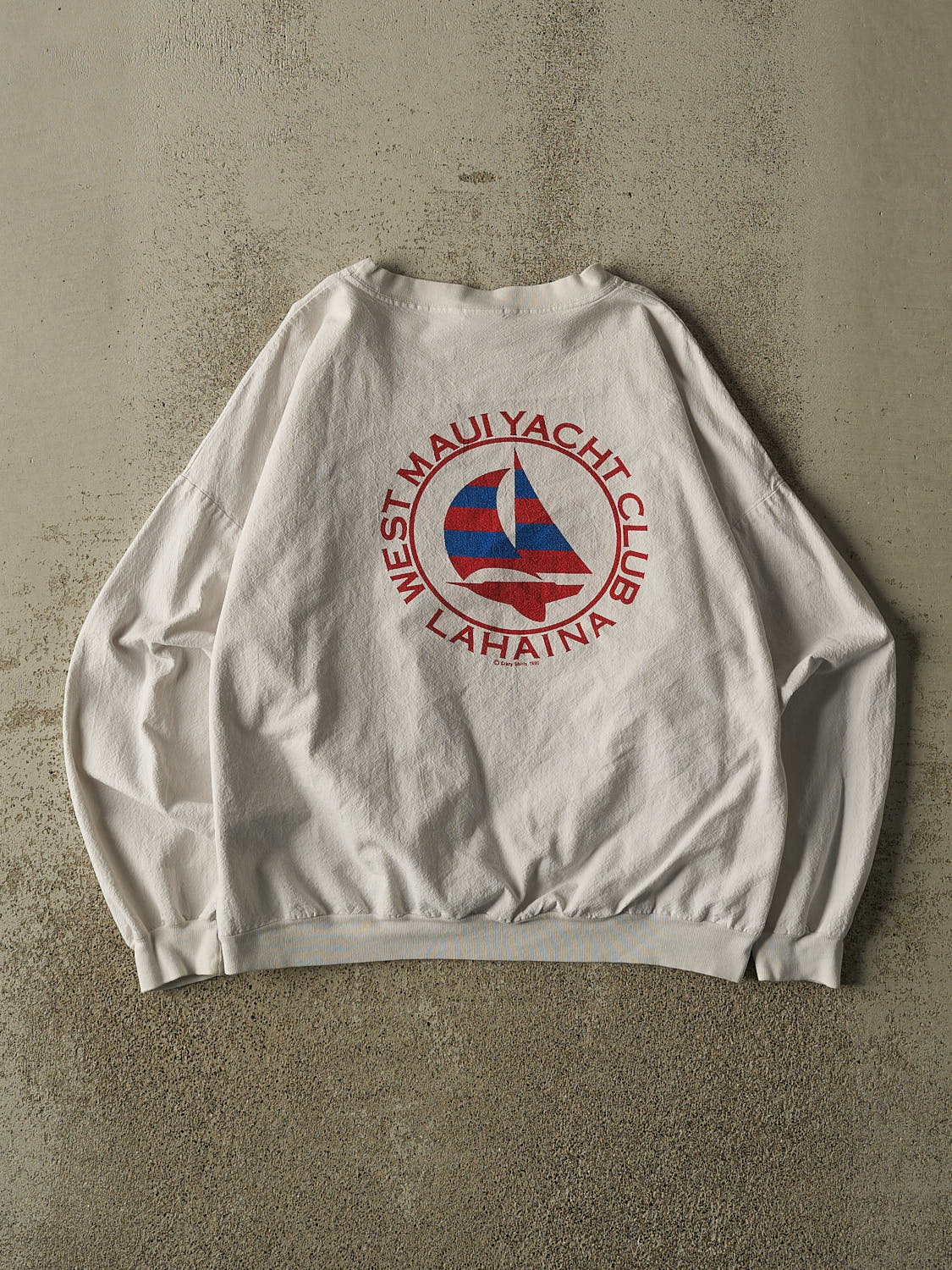 Vintage 80' White West Maui Yacht Club Lightweight Crewneck (S/M)