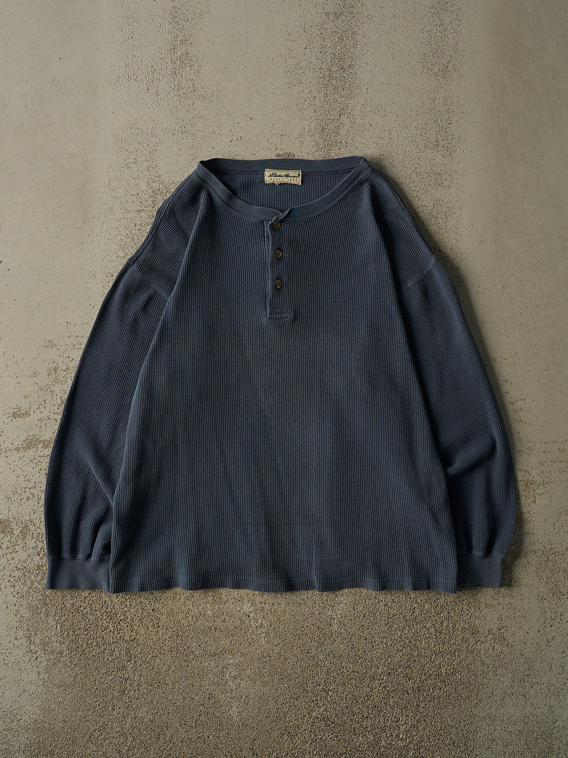 Vintage 90s Blue Eddie Bauer Quarter Button Thermal Long Sleeve (L/XL)