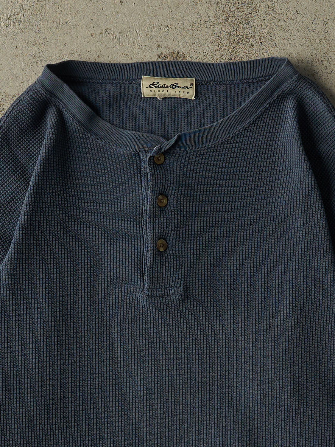 Vintage 90s Blue Eddie Bauer Quarter Button Thermal Long Sleeve (L/XL)