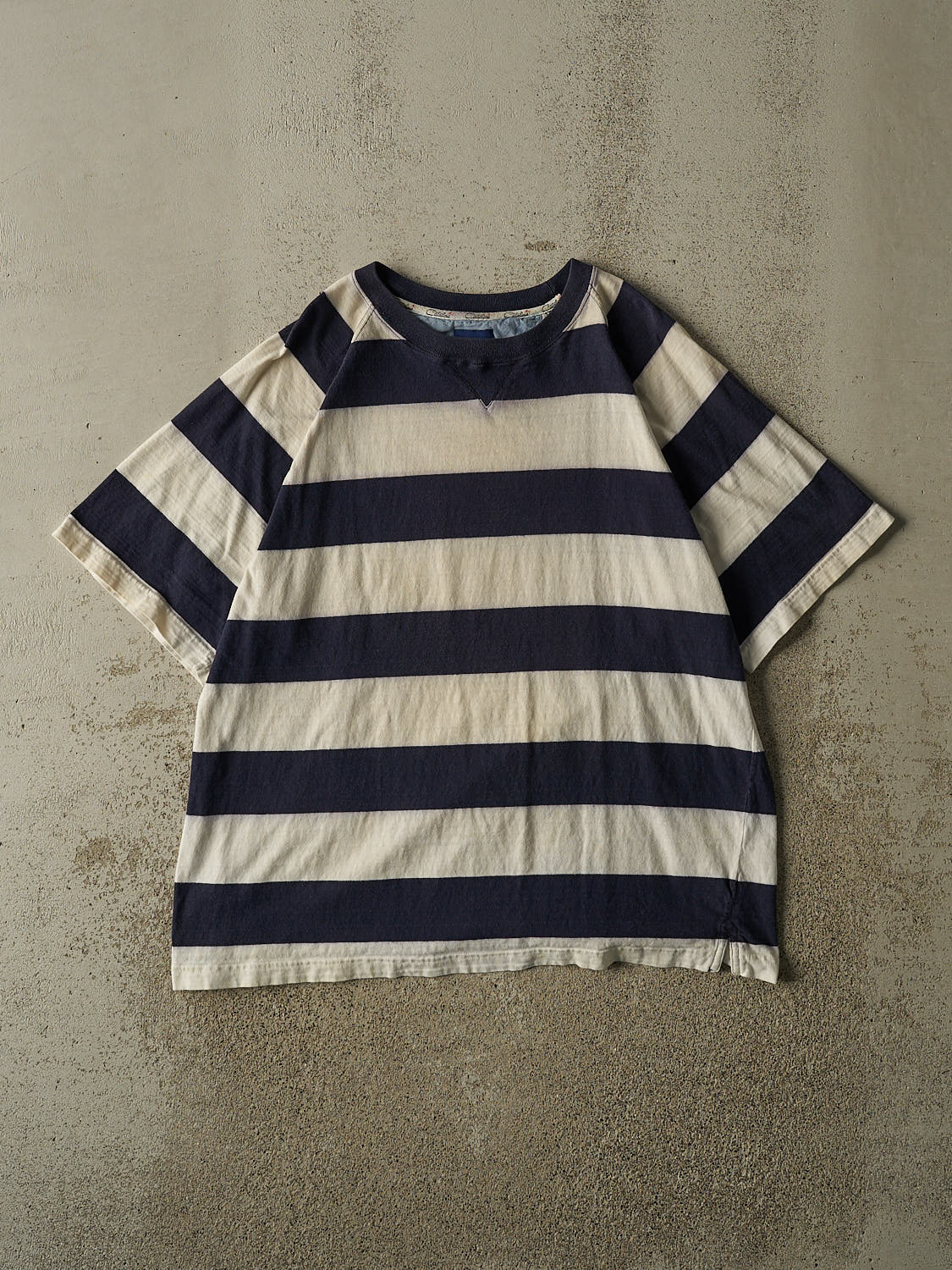 Vintage 90s Navy Blue Striped Tee (L/XL)