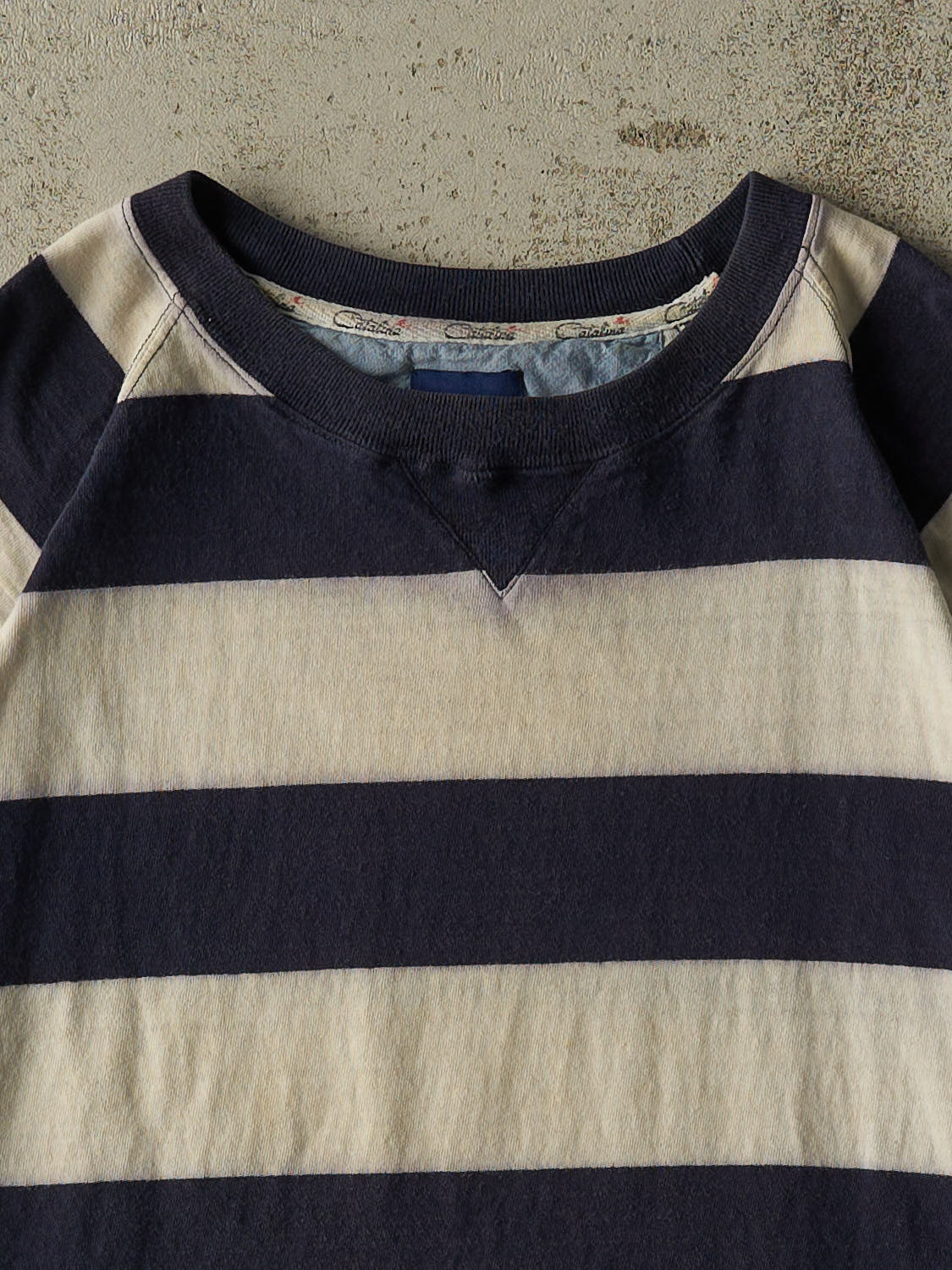 Vintage 90s Navy Blue Striped Tee (L/XL)