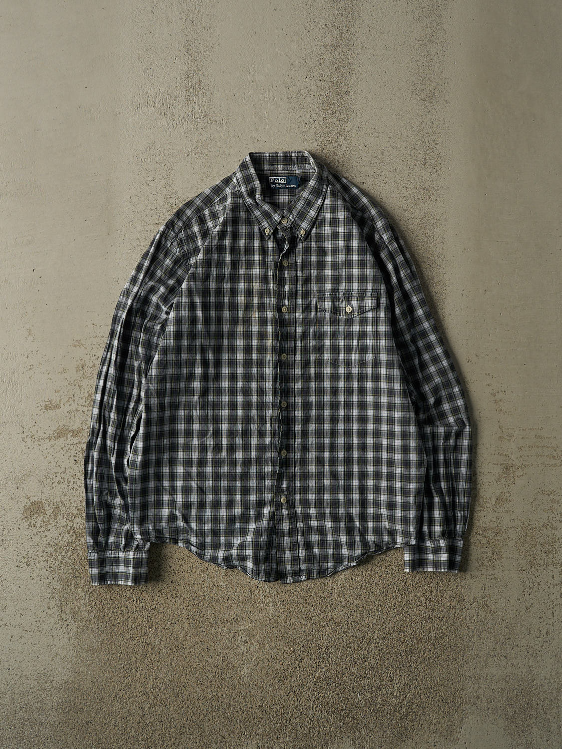 Vintage 90s Green Polo Button Up Long Sleeve (L/XL)