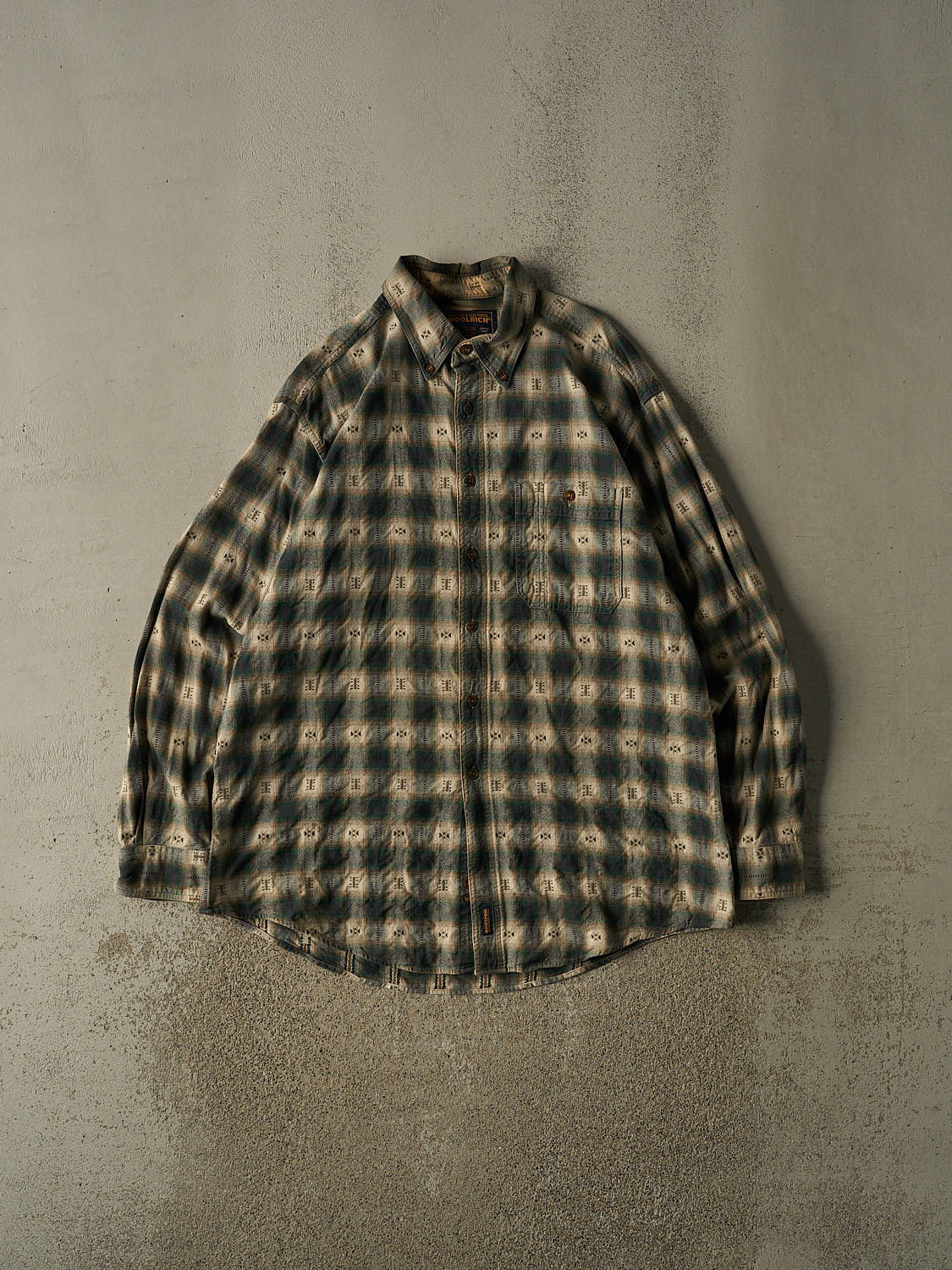 Vintage 90s Green Woolrich Button Up Long Sleeve (XXL)