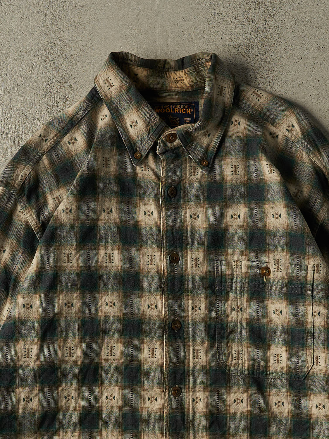 Vintage 90s Green Woolrich Button Up Long Sleeve (XXL)