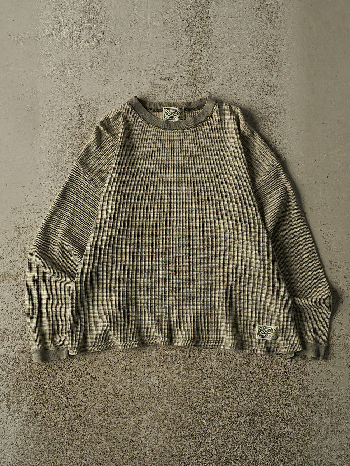 Vintage 90s Green Roots Thermal Long Sleeve (S/M)