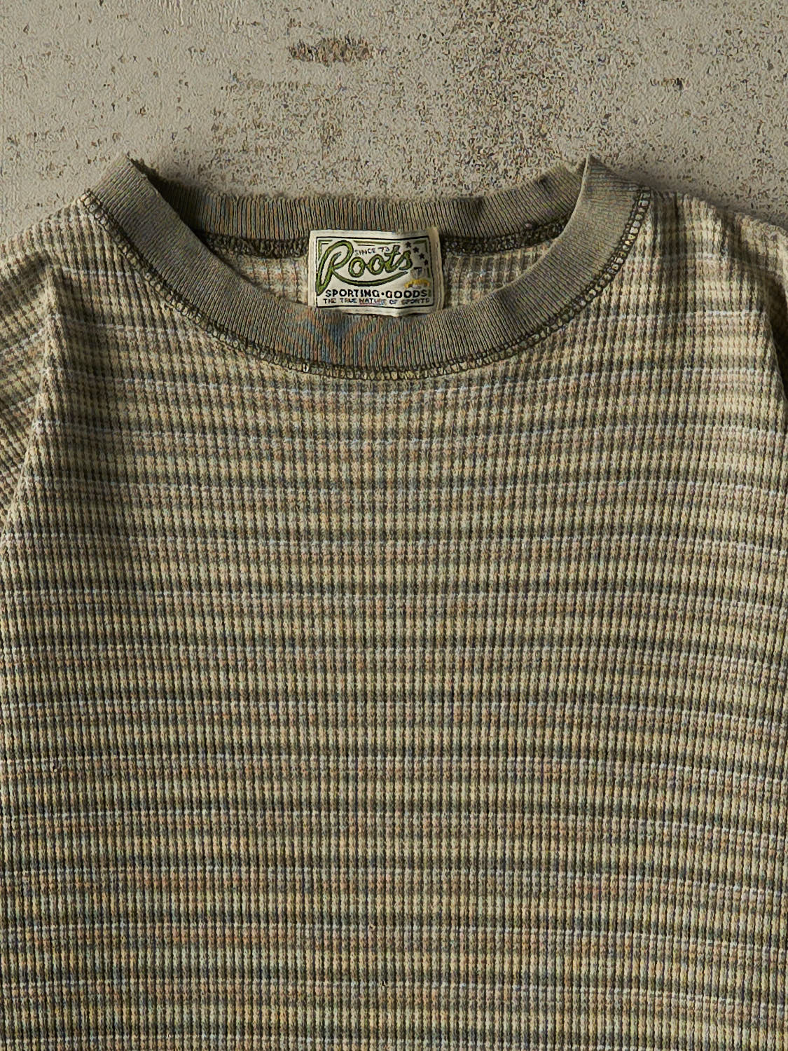 Vintage 90s Green Roots Thermal Long Sleeve (S/M)