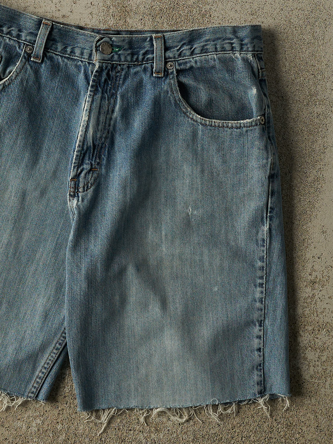 Vintage 90s Mid Wash Tommy Hilfiger Cut Off Jean Shorts (33x9)