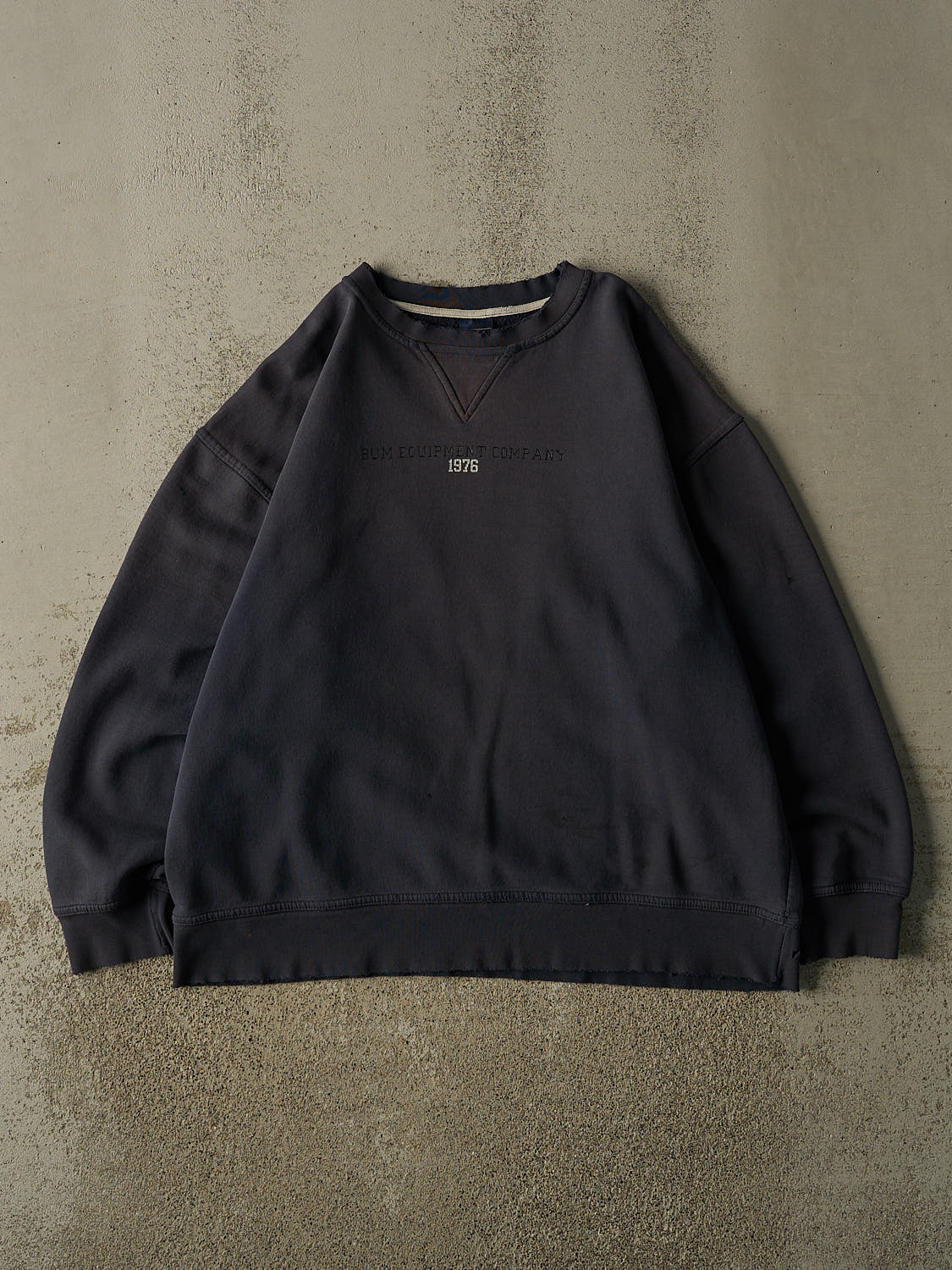 Vintage 90s Sun Faded Navy Bum Equipment Crewneck (L/XL)
