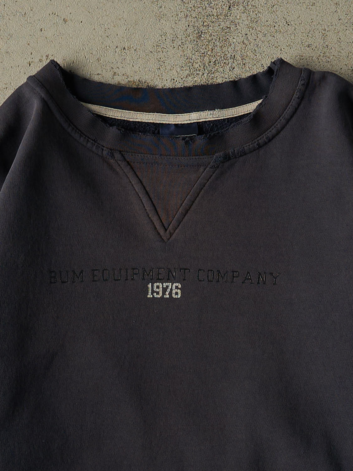 Vintage 90s Sun Faded Navy Bum Equipment Crewneck (L/XL)