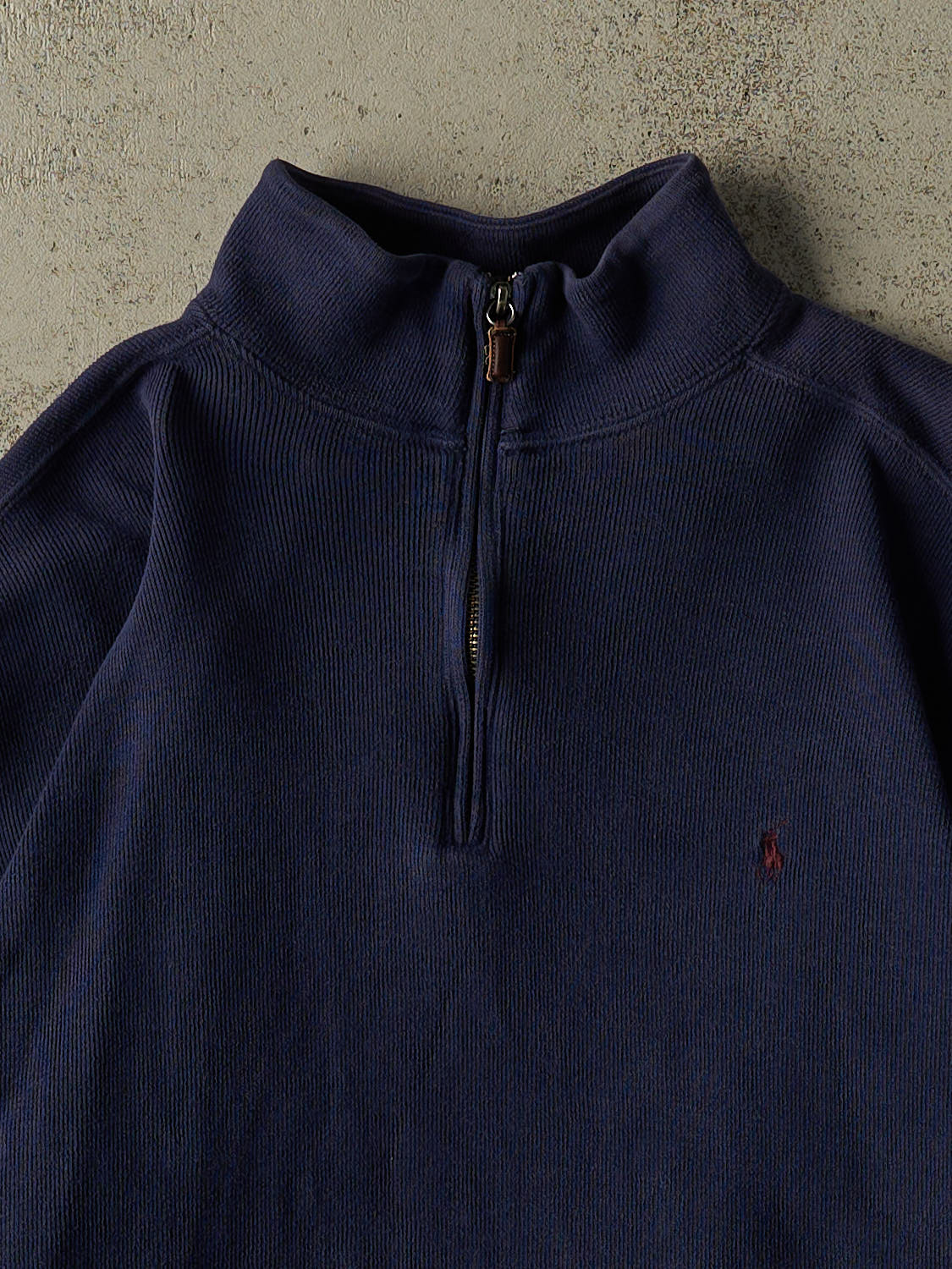 Vintage 90s Navy Blue Polo Quarter Zip Knit (M/L)