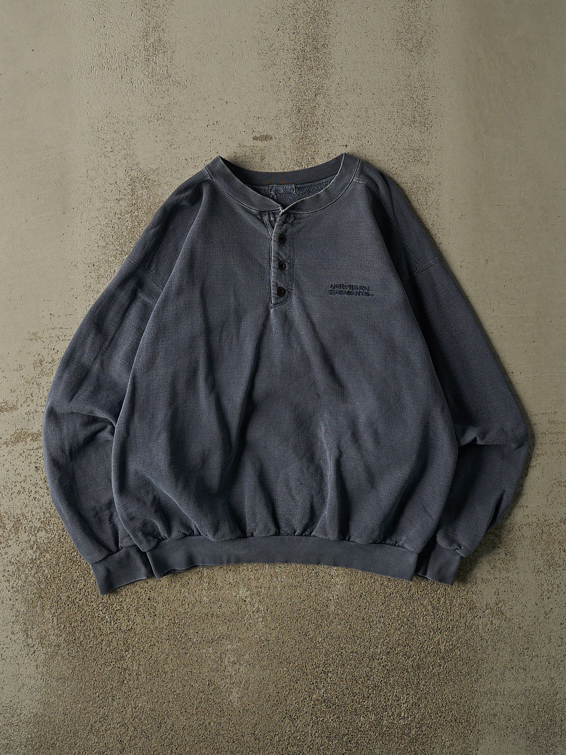 Vintage 90s Washed Blue Northern Elements Quarter Button Crewneck (L)