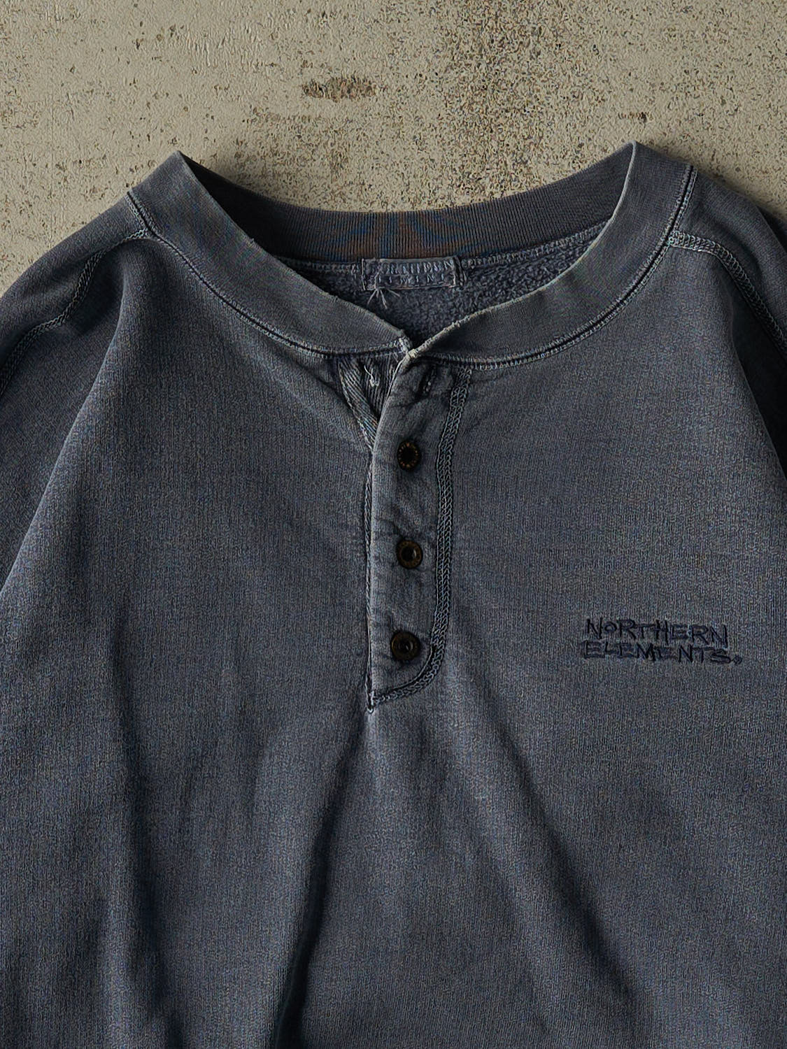 Vintage 90s Washed Blue Northern Elements Quarter Button Crewneck (L)