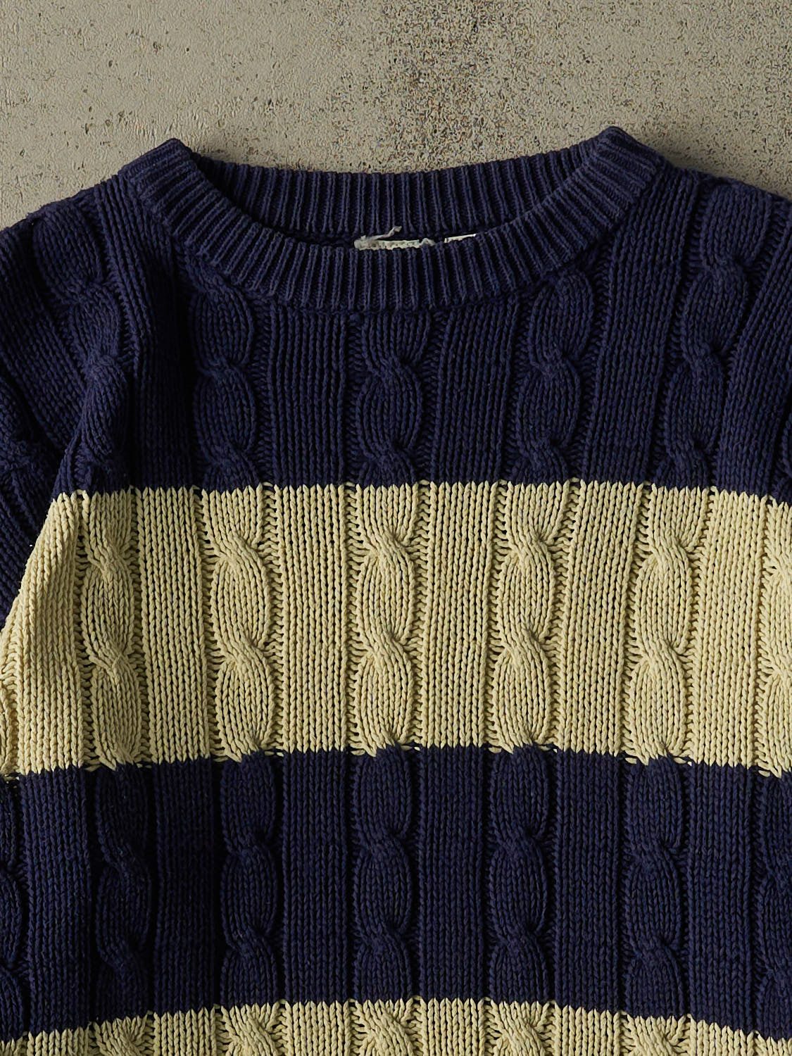 Vintage 90s Navy Blue Striped Cable Knit (M/L)