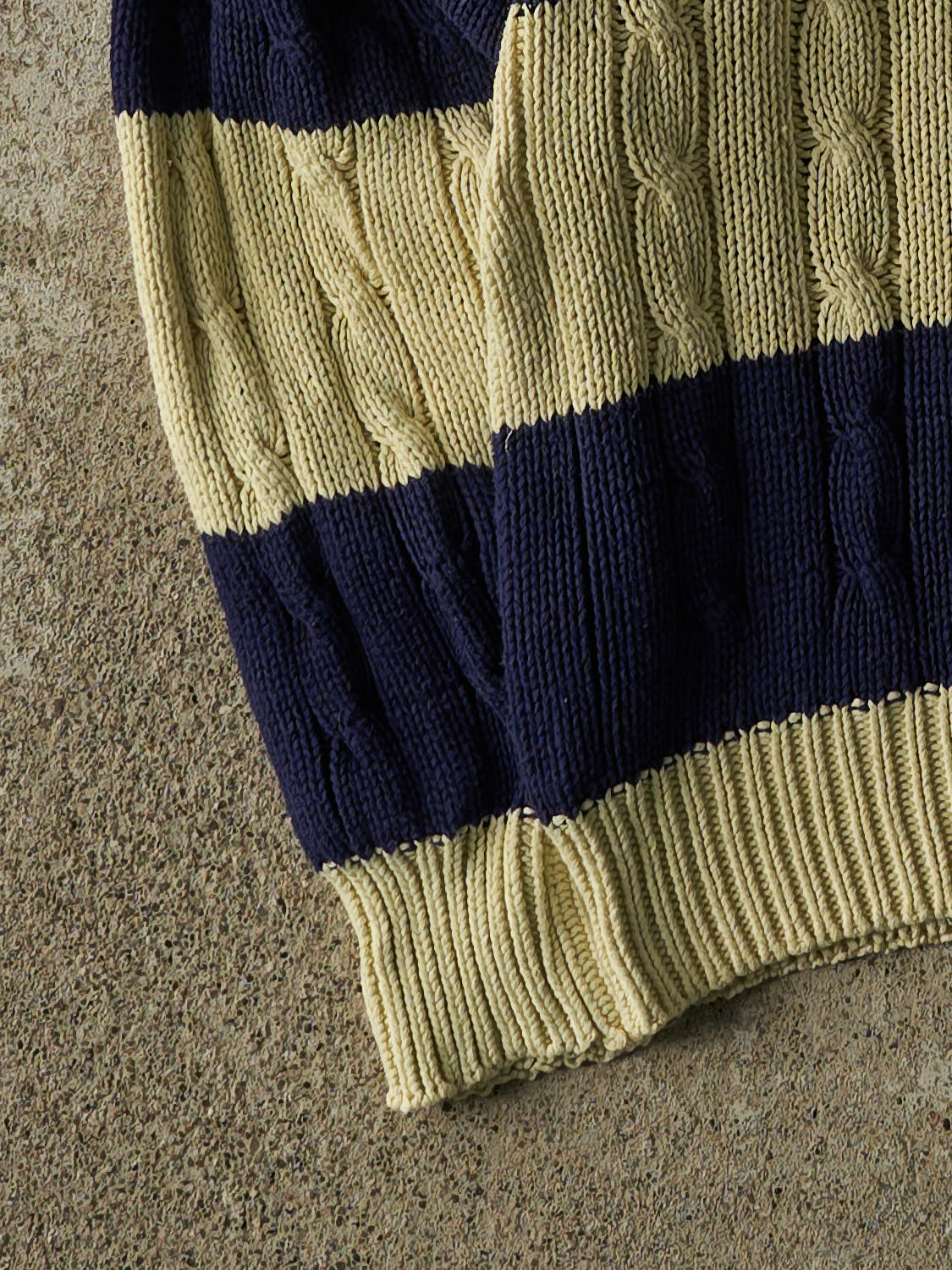 Vintage 90s Navy Blue Striped Cable Knit (M/L)