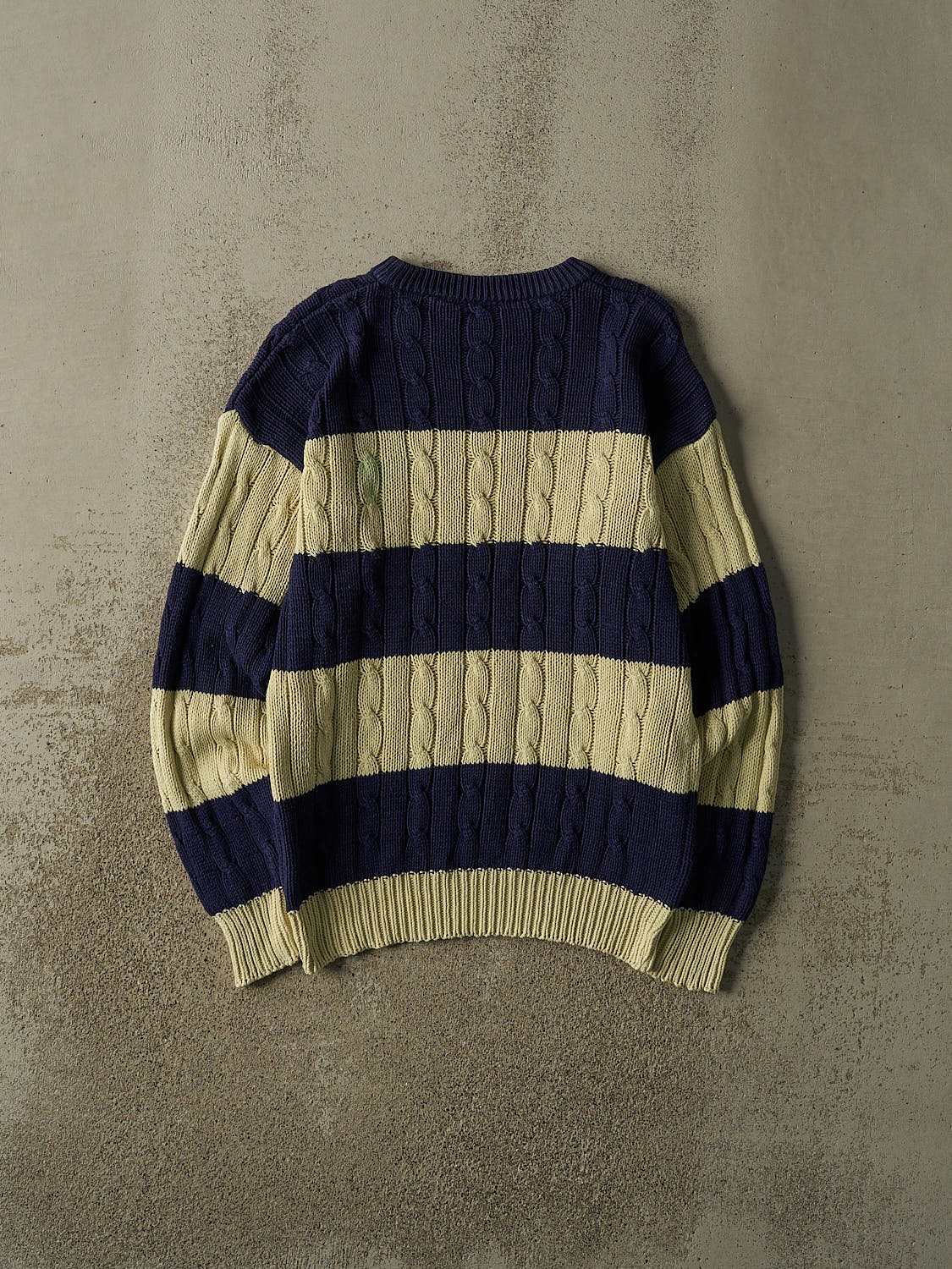 Vintage 90s Navy Blue Striped Cable Knit (M/L)
