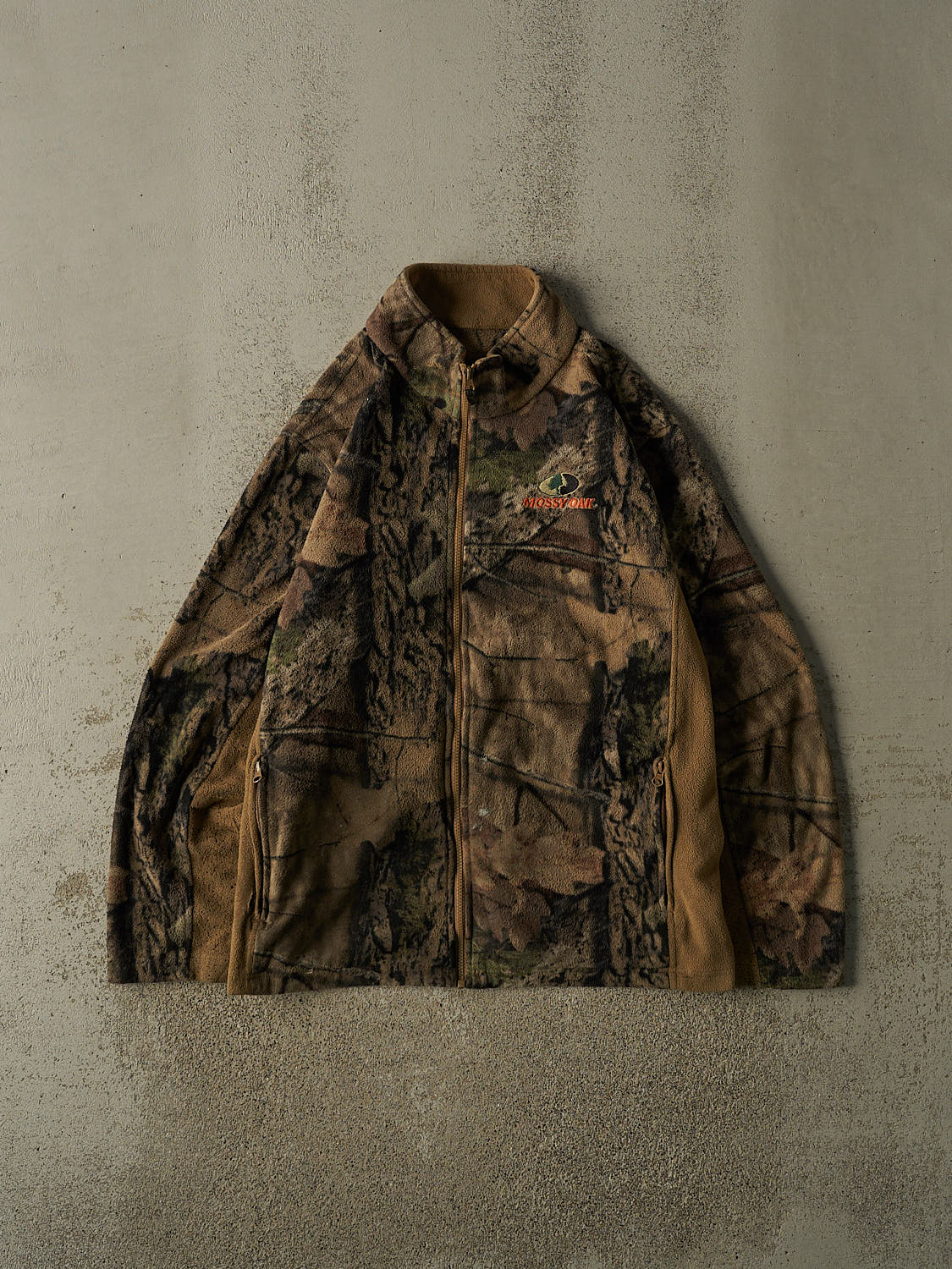Vintage 90s Camo Mossy Oak Embroidered Zip Up Fleece (XL)