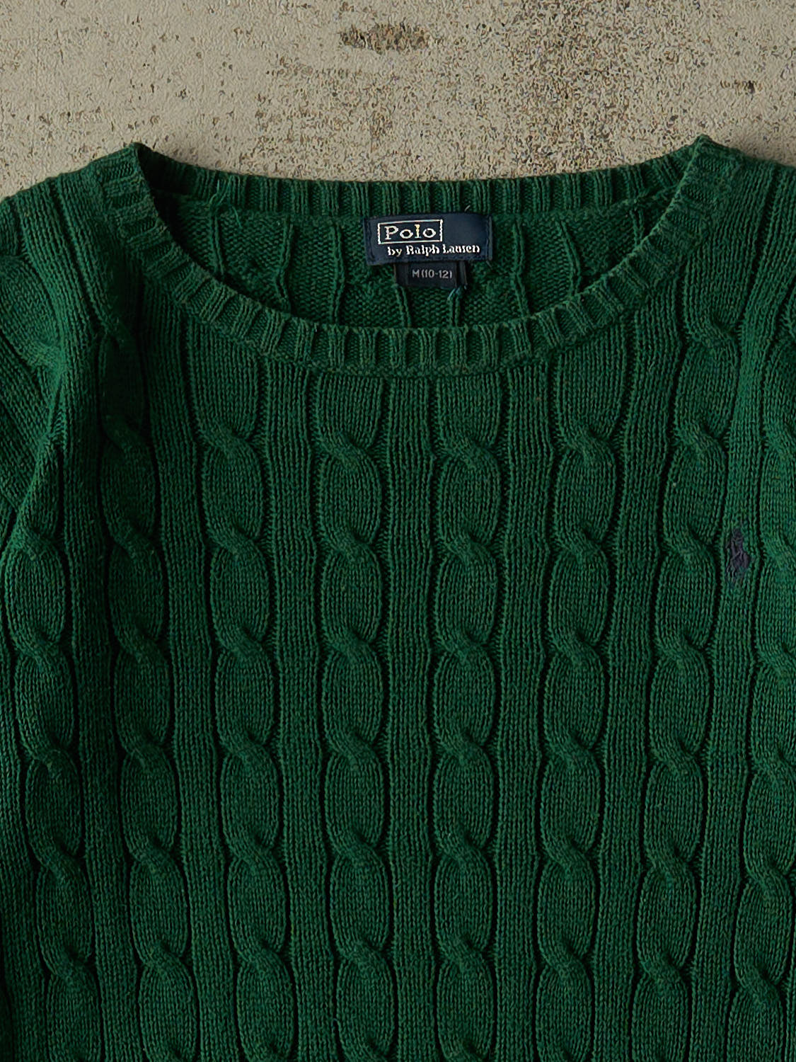 Vintage 90s Green Polo Cable Knit (XXS)