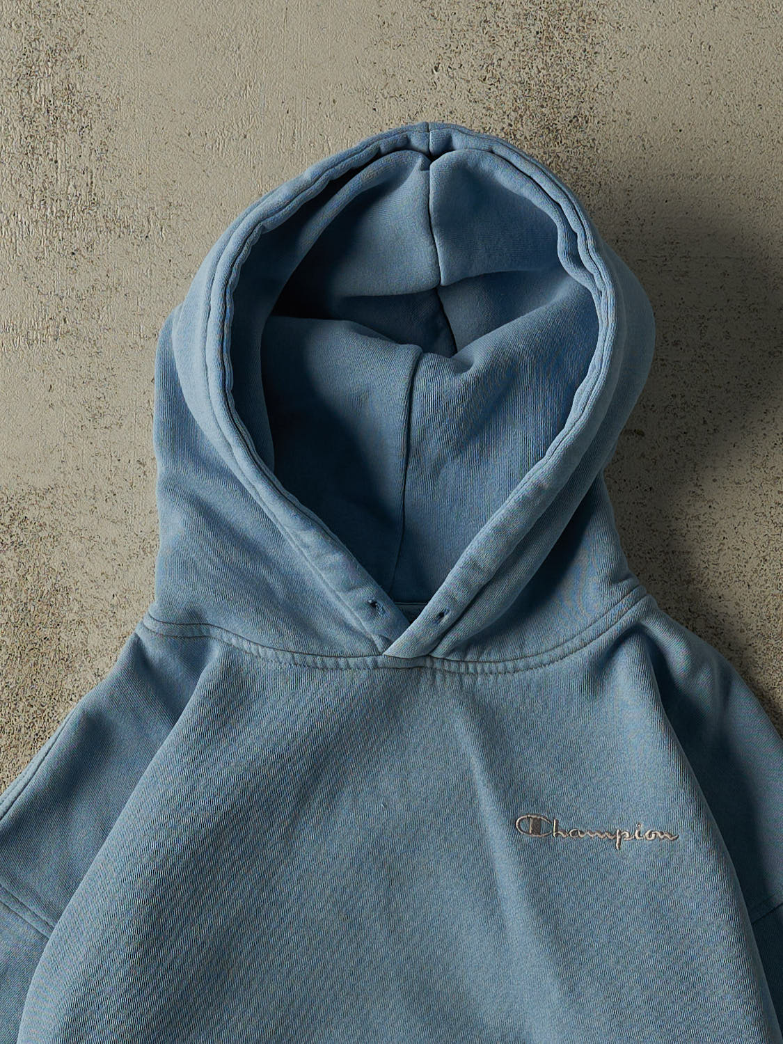 Vintage Y2K Slate Blue Champion Embroidered Hoodie (XS/S)