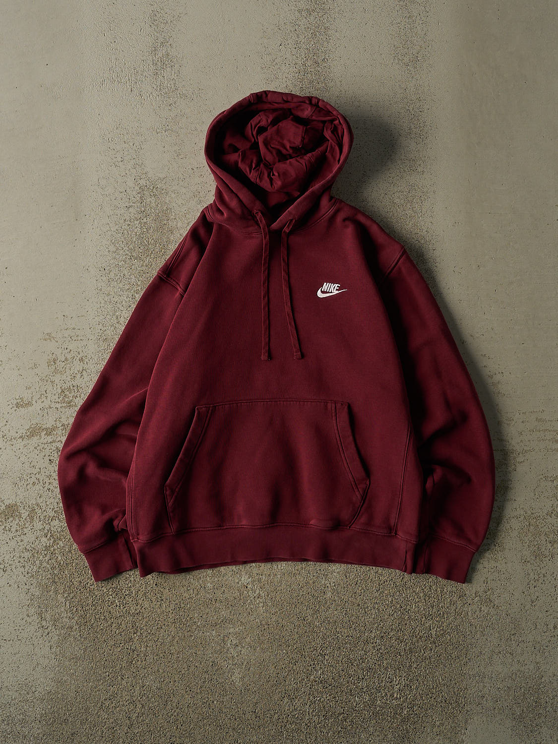 Vintage Y2K Burgundy Nike Embroidered Hoodie (S/M)