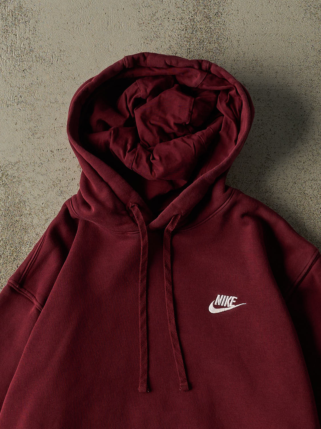 Vintage Y2K Burgundy Nike Embroidered Hoodie (S/M)