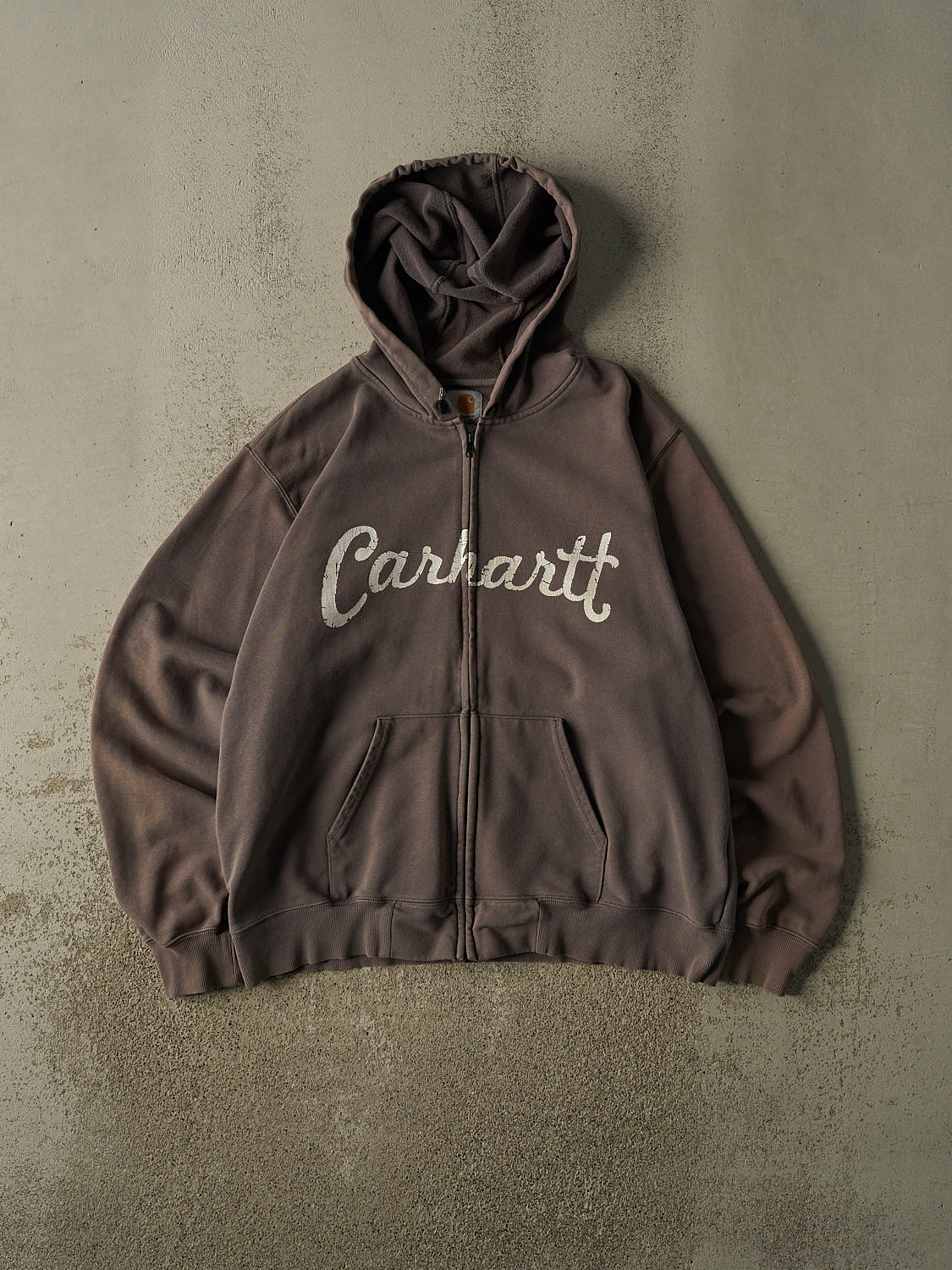Vintage 90s Charcoal Grey Carhartt Zip Up Hoodie (L/XL)