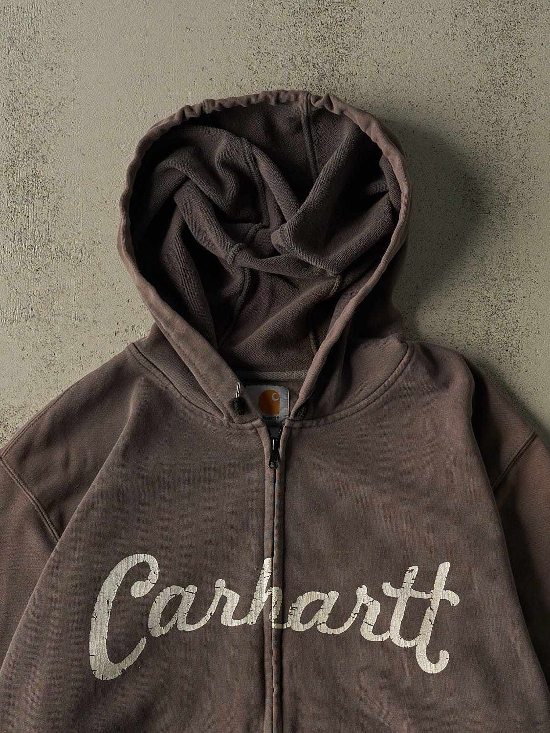 Vintage 90s Charcoal Grey Carhartt Zip Up Hoodie (L/XL)