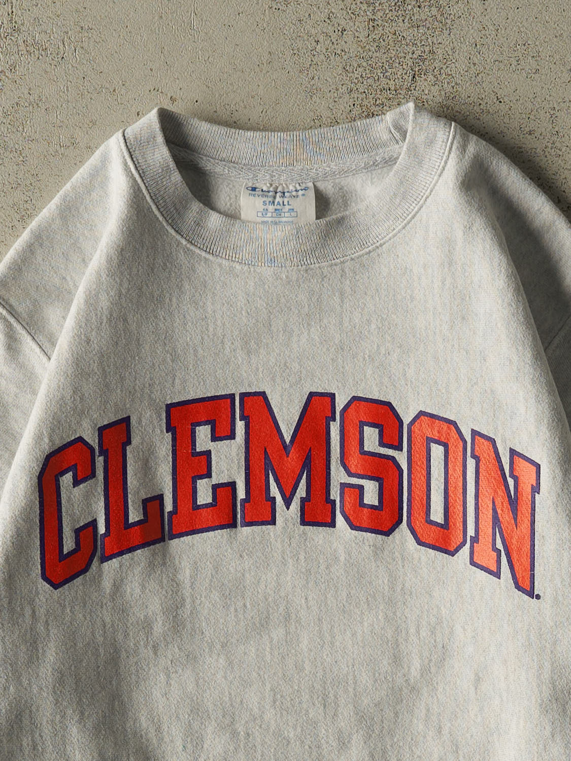 Vintage Y2K Heather Grey Champion Reverse Weave Clemson Crewneck (XS/S)