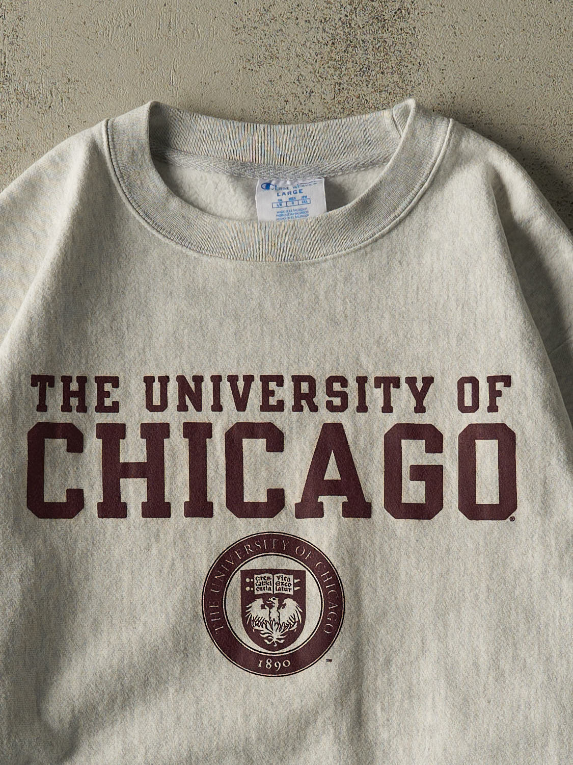 Vintage Y2K Heather Grey Champion Reverse Weave University of Chicago Crewneck (L/XL)