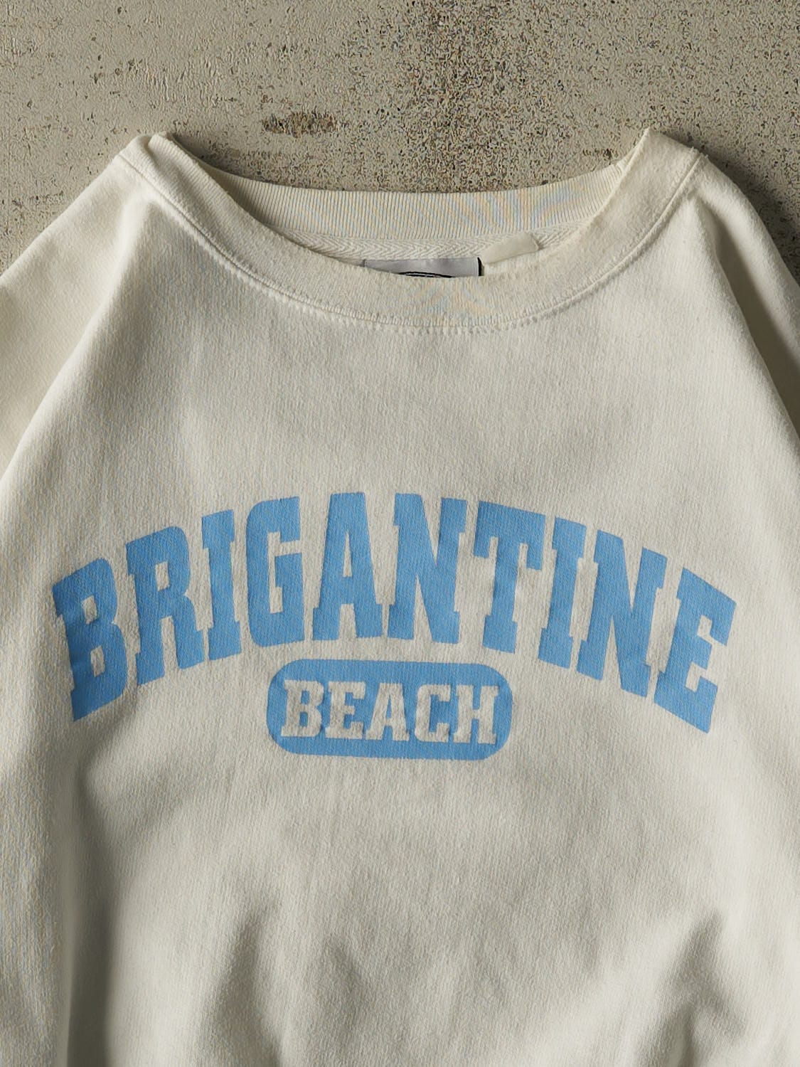 Vintage 90s White Brigantine Beach Boxy Crewneck (L)
