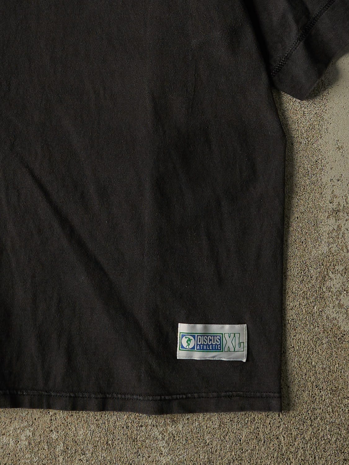 Vintage 90s Black Discus Athletic Quarter Button Tee (L/XL)